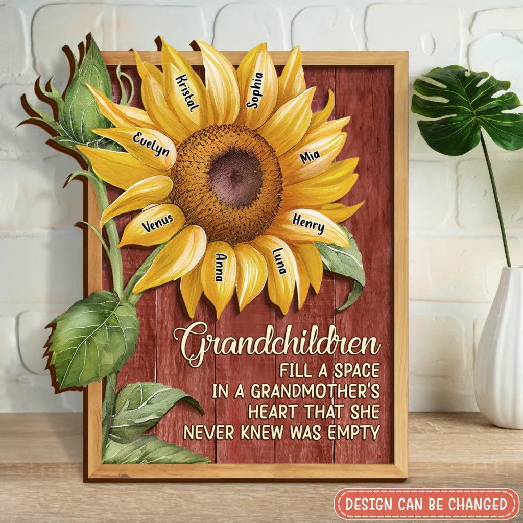 Personalized Grandmother Sunflower Wooden Art - Mother's Day Gift To Grandma - Grandchildren Fill A Space In A Grandmother's Heart