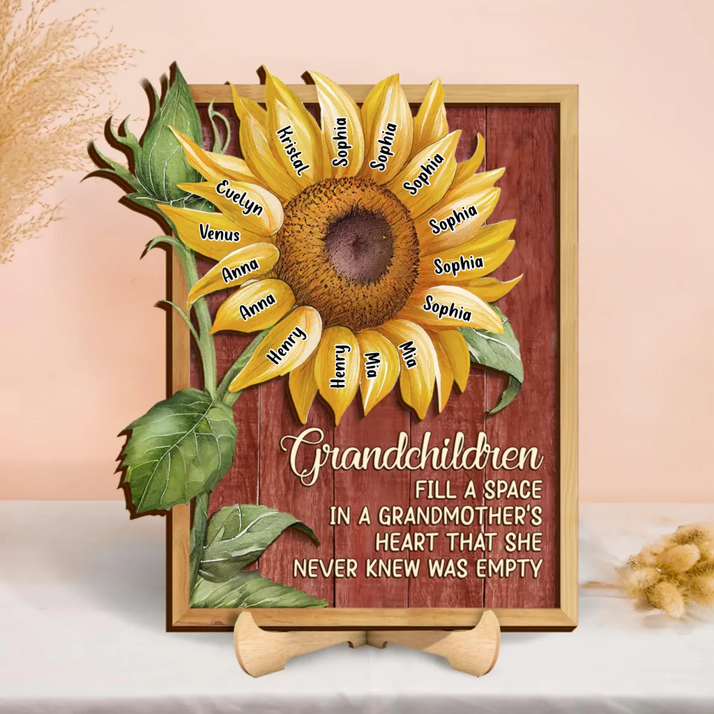 Personalized Grandmother Sunflower Wooden Art - Mother's Day Gift To Grandma - Grandchildren Fill A Space In A Grandmother's Heart