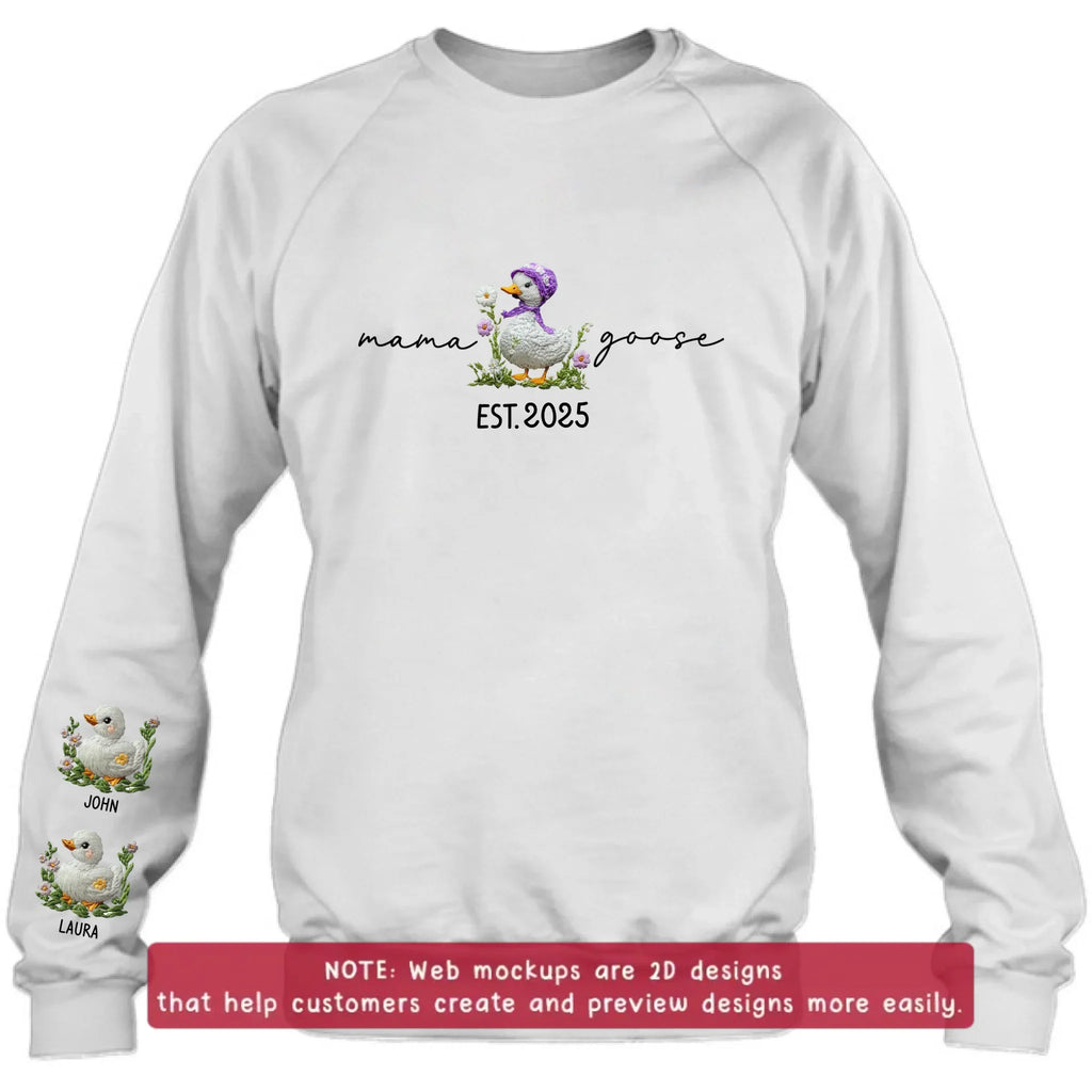 Personalized Mama Goose Embroidered Sweater - Up to 6 Kids - Mother's Day Gift Idea For Grandma/Mom