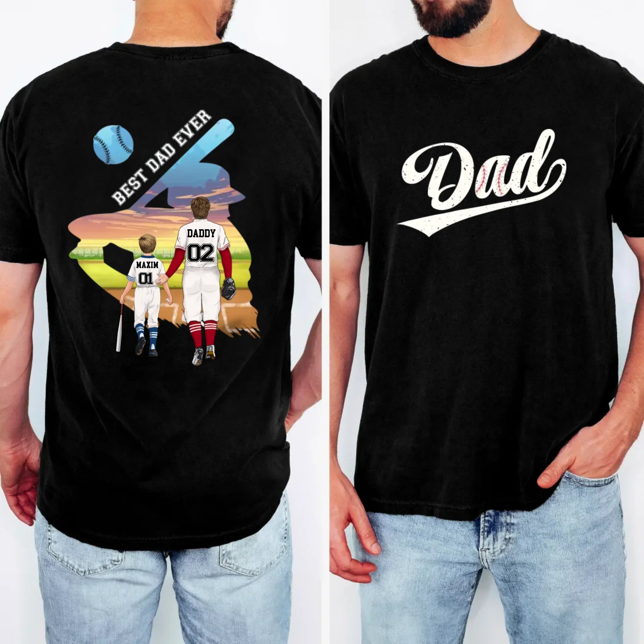 Personalized Baseball Best Dad Ever T-shirt/ Hoodie/ Sweater - Father's Day Gift Idea