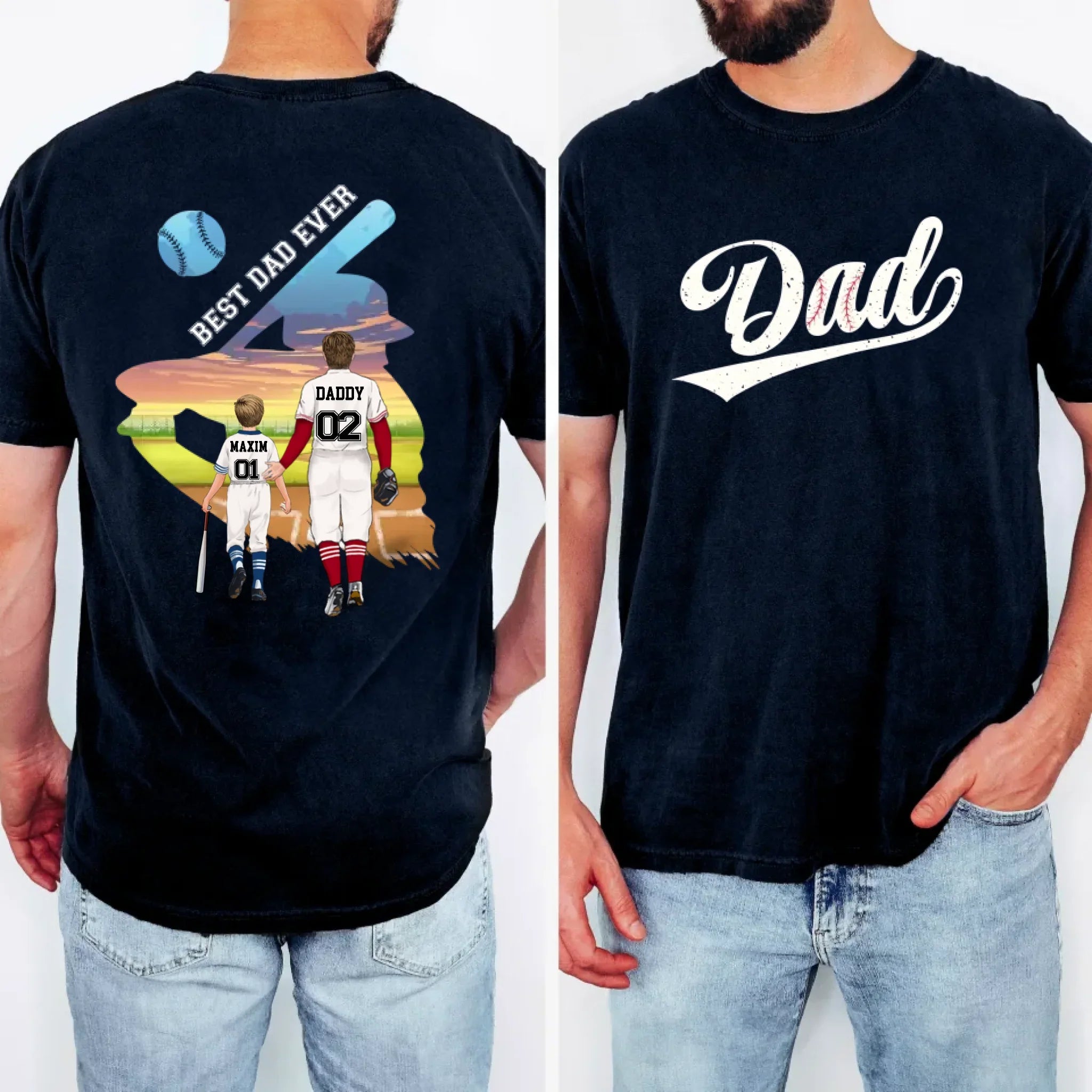 Personalized Baseball Best Dad Ever T-shirt/ Hoodie/ Sweater - Father's Day Gift Idea