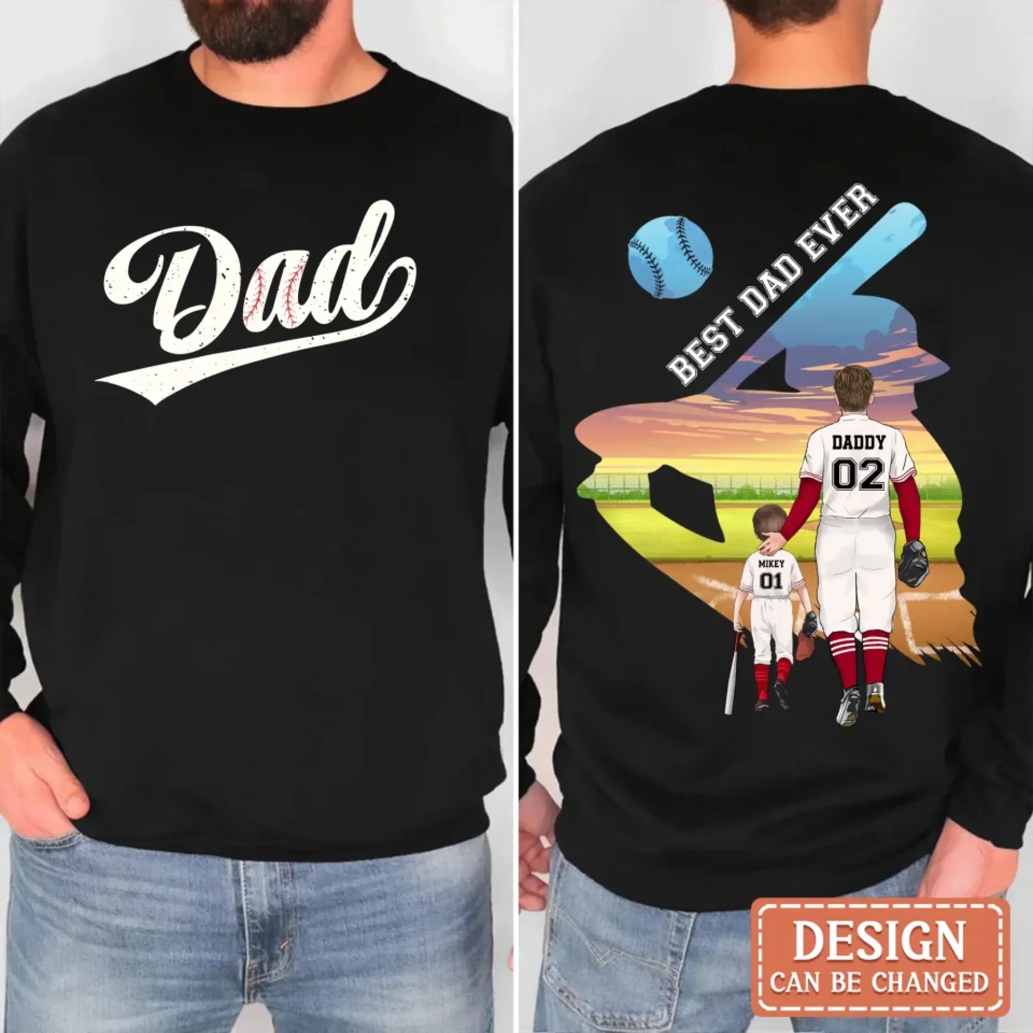 Personalized Baseball Best Dad Ever T-shirt/ Hoodie/ Sweater - Father's Day Gift Idea