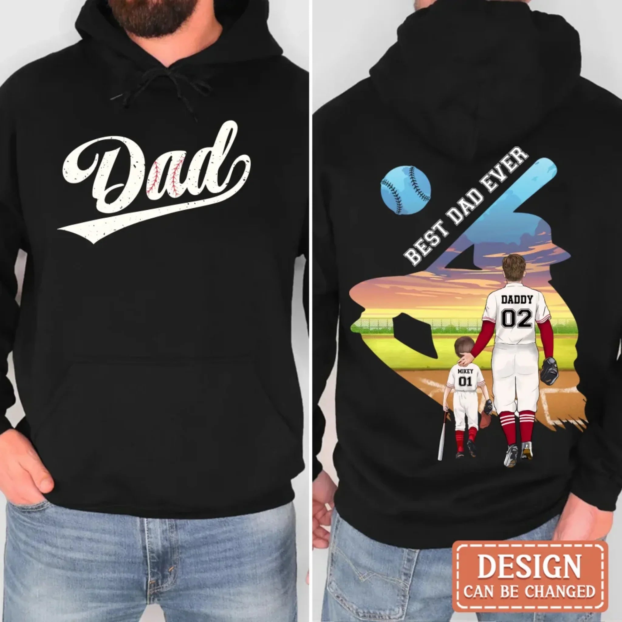 Personalized Baseball Best Dad Ever T-shirt/ Hoodie/ Sweater - Father's Day Gift Idea