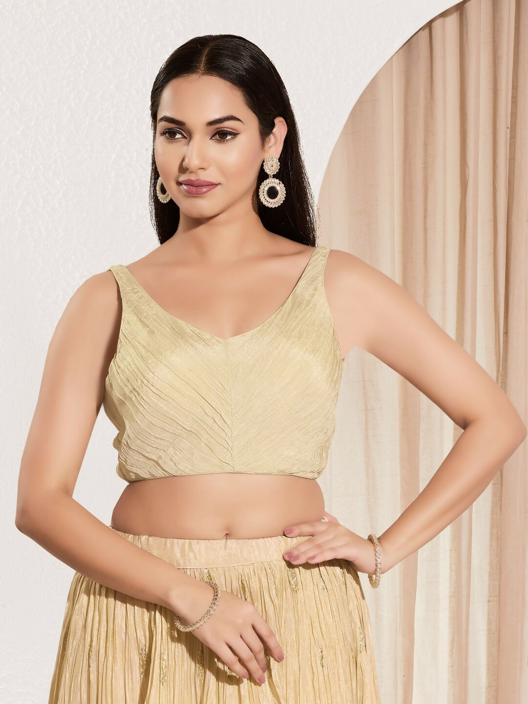 Cream tissue sleeveless padded blouse featuring a classic sweetheart neckline