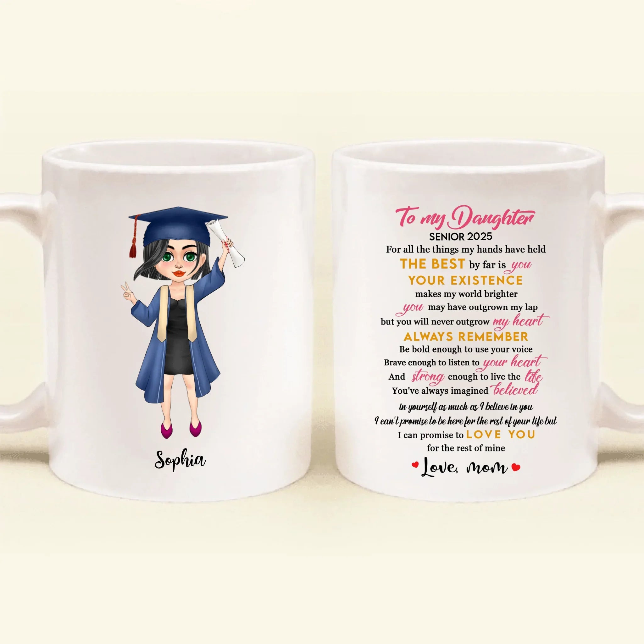 Personalized Graduation Coffee Mug - Gift Idea For Daughter/Granddaughter From Mom, Nana - Love You For The Rest Of Mine