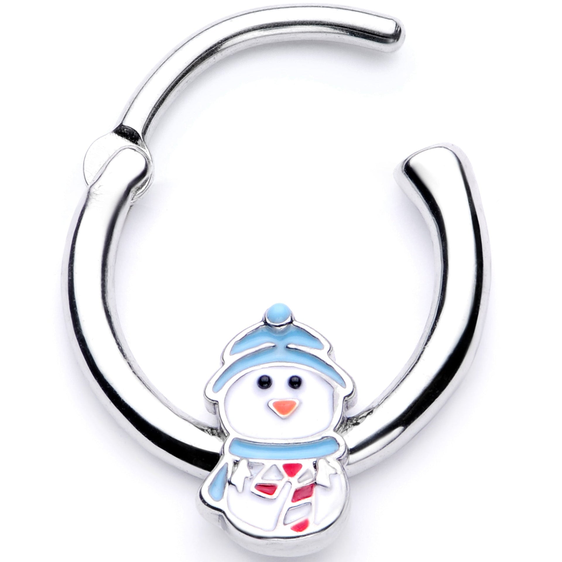 16G 3/8 Snowman Winter Holiday Christmas Septum Clicker
