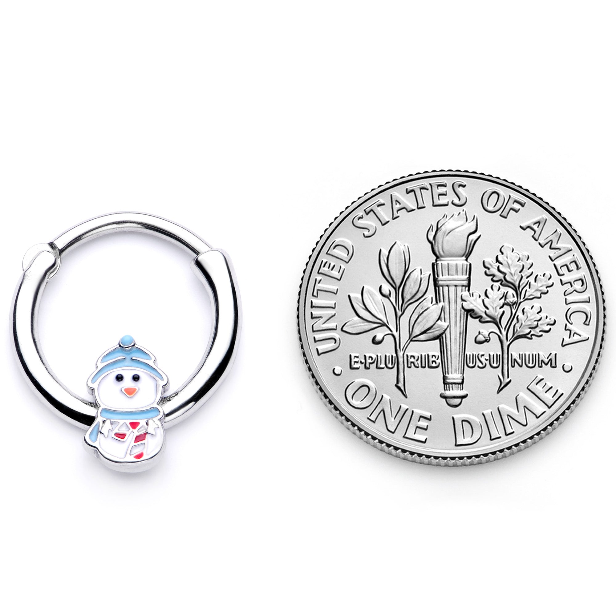 16G 3/8 Snowman Winter Holiday Christmas Septum Clicker