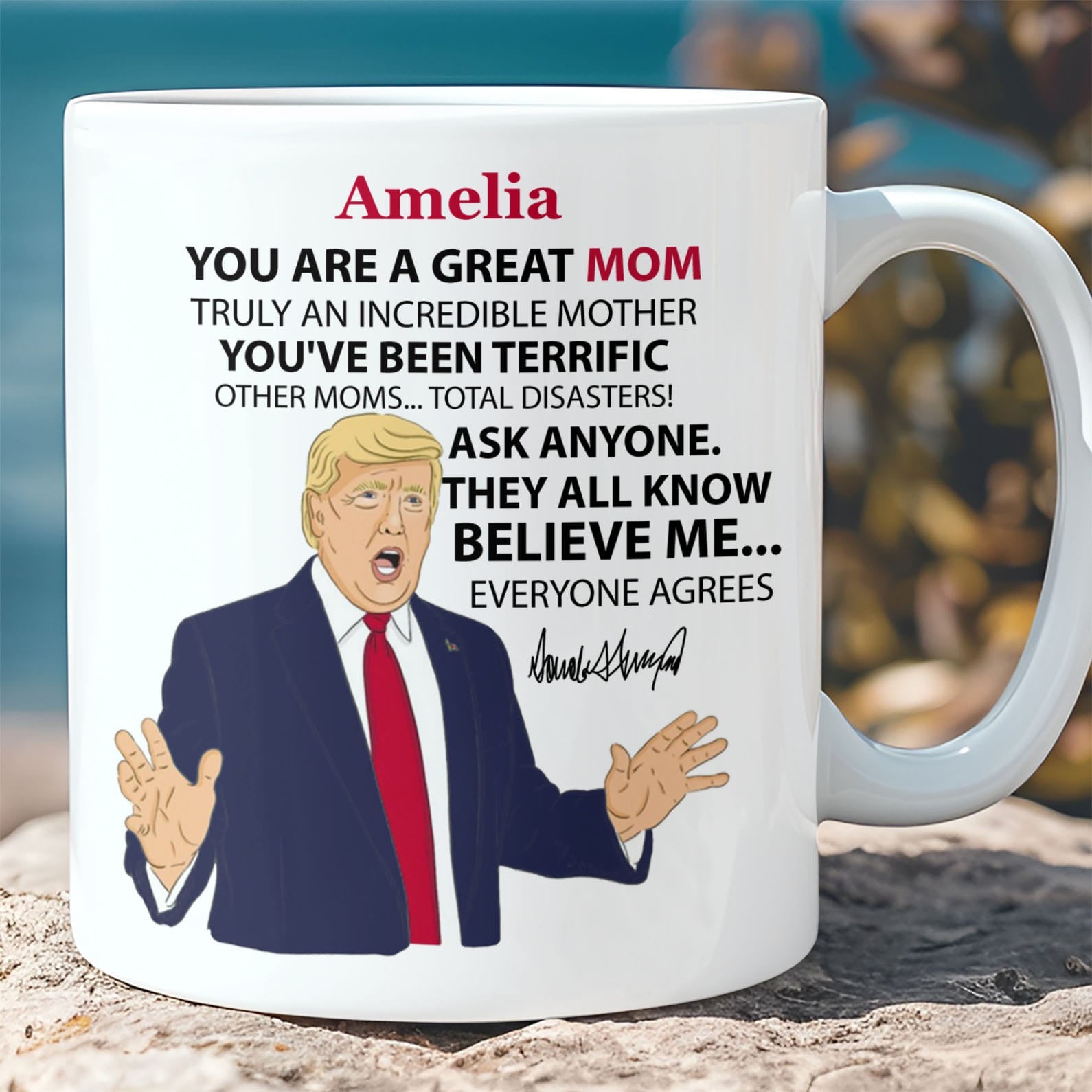 You're A Great Mom Custom Name Mug, Personalized Custom White Mug Accent Mug, Gift for Mother's Day, Gift for Mom, Gift for Wife 680629 - GOP