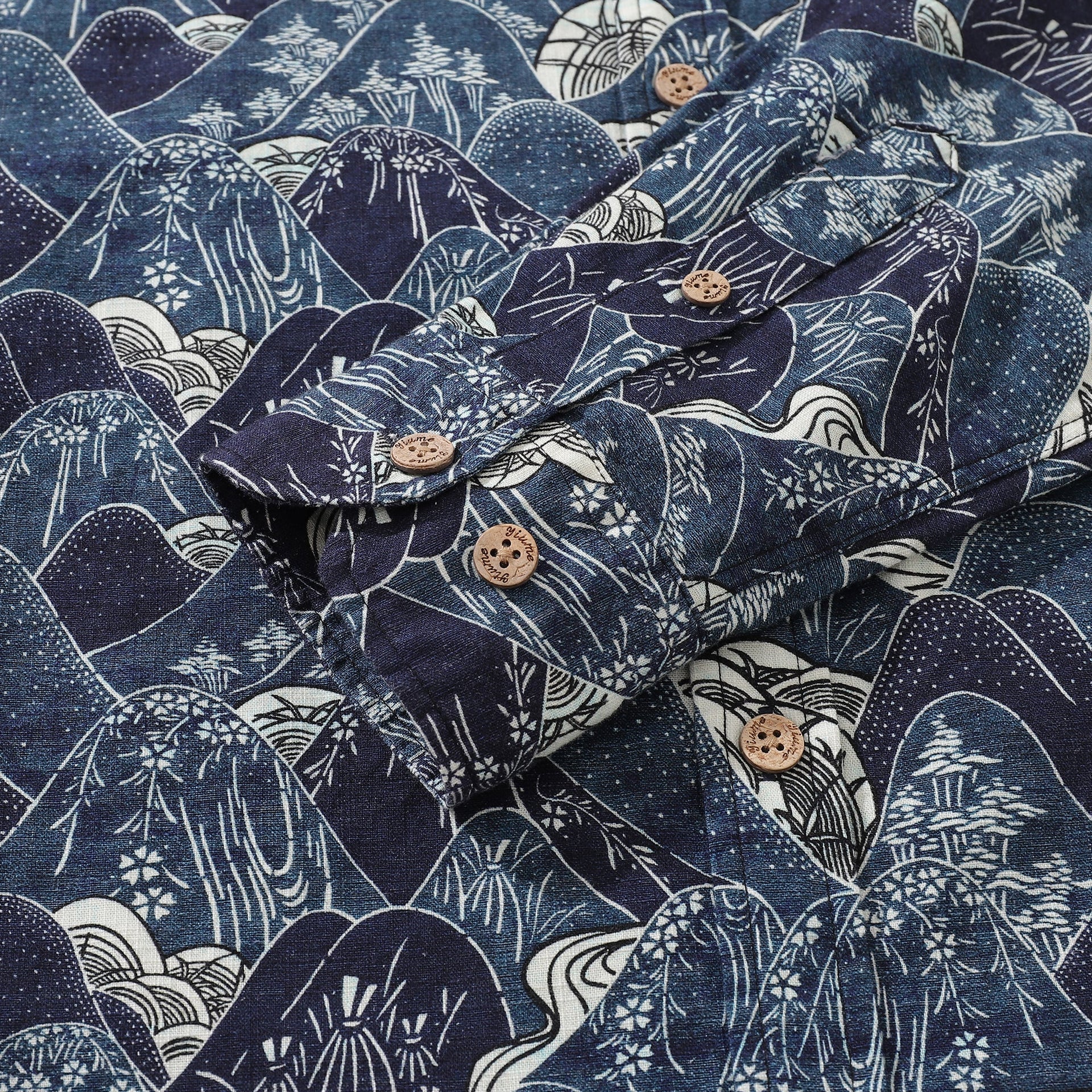 Men's Serenity Falls Long Sleeve Cotton Hawaiian Shirt