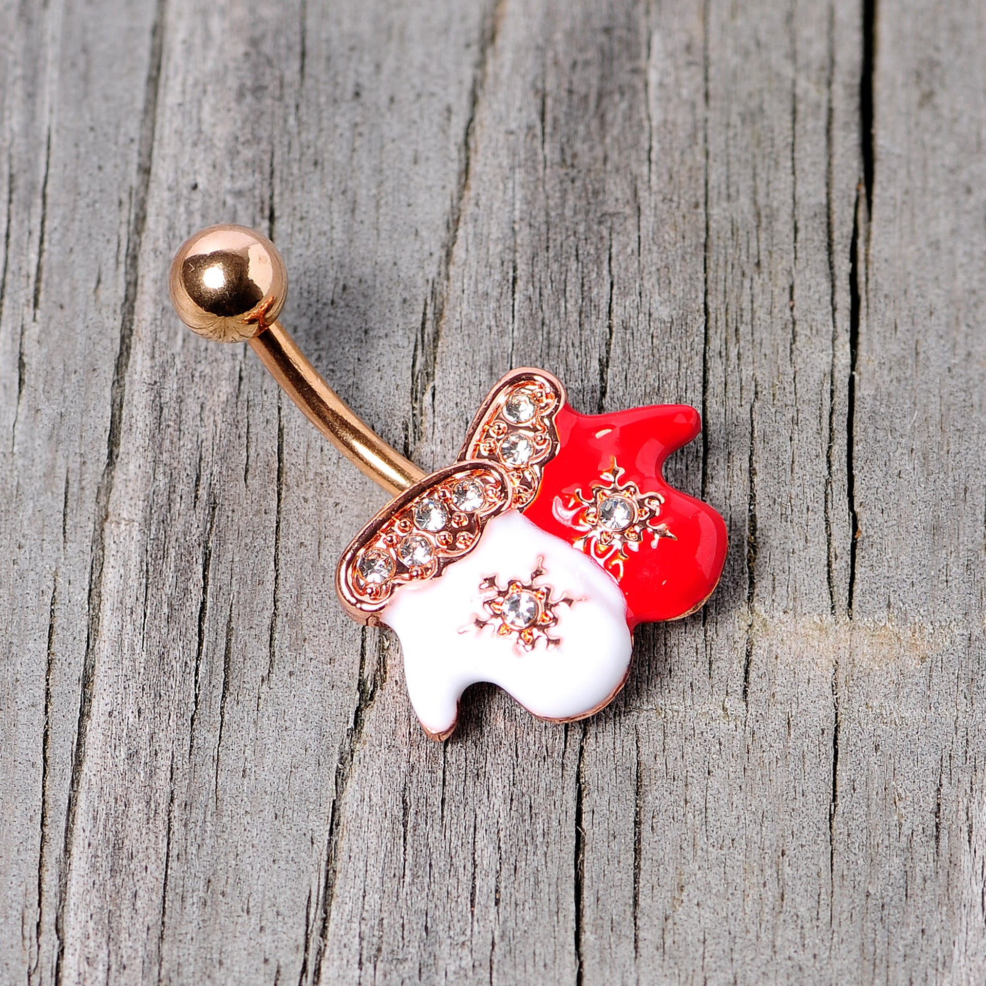 Winter Mittens Snowflake Christmas Navel Belly Button Ring - Image 4