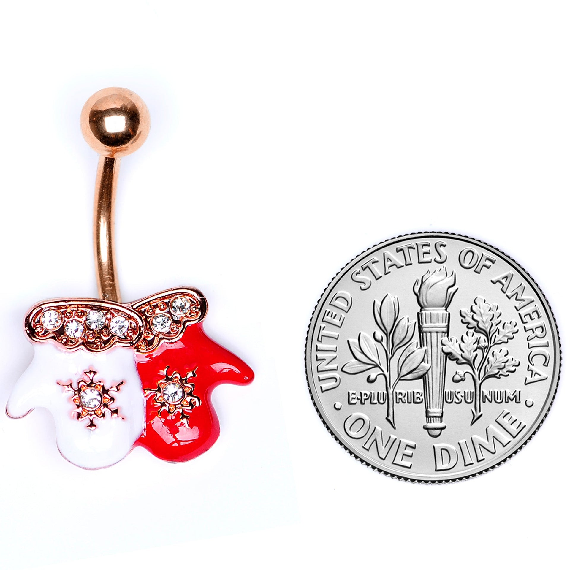 Winter Mittens Snowflake Christmas Navel Belly Button Ring - Image 6
