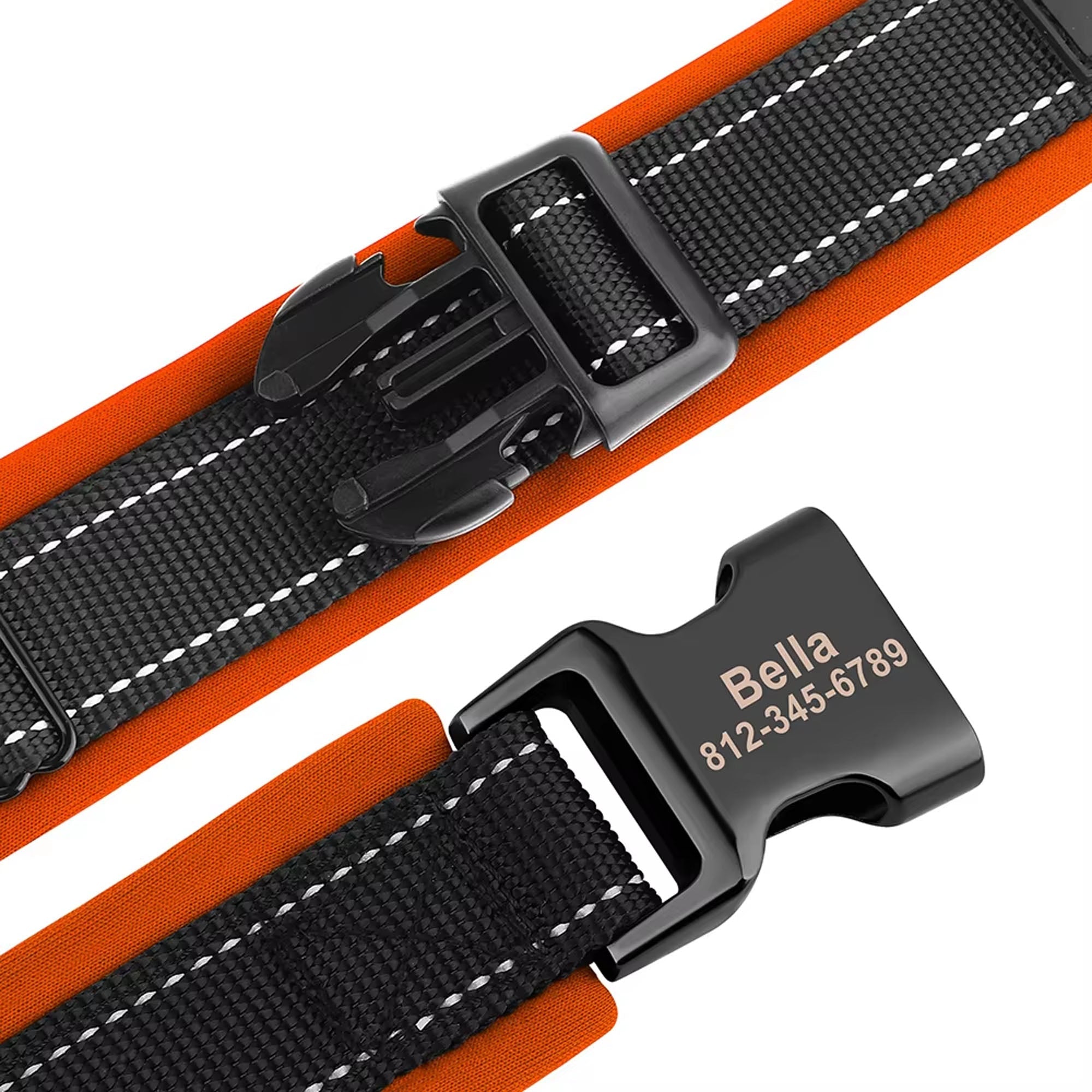 Personalized Dogs Padded Collars Reflective | Custom Name ID Tag Dog Collar | Collar for Pet Small Medium Large Dog - C1532- SLKZGXQ