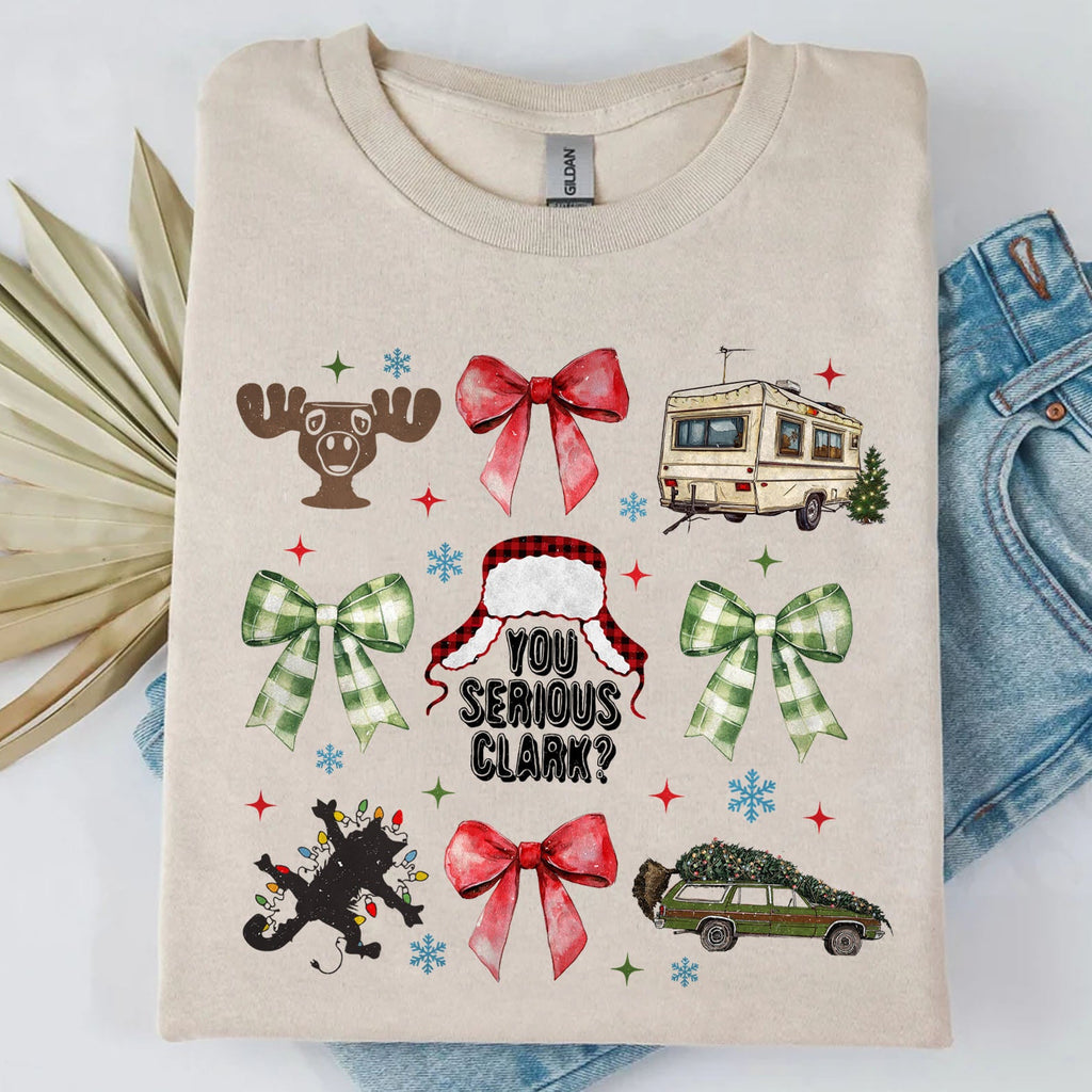 Christmas Coquette Bow Shirt, Retro Christmas Sweater, Funny Xmas Holiday Sweatshirt T1656