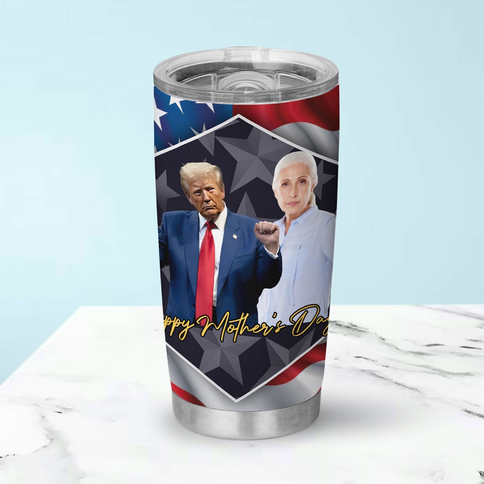 My Dad Standing With Trump Custom Photo Curved Tumbler, Personalized Tumbler 20oz, Father's Day Gift For Dad, Gift For Husband 682000 - GOP