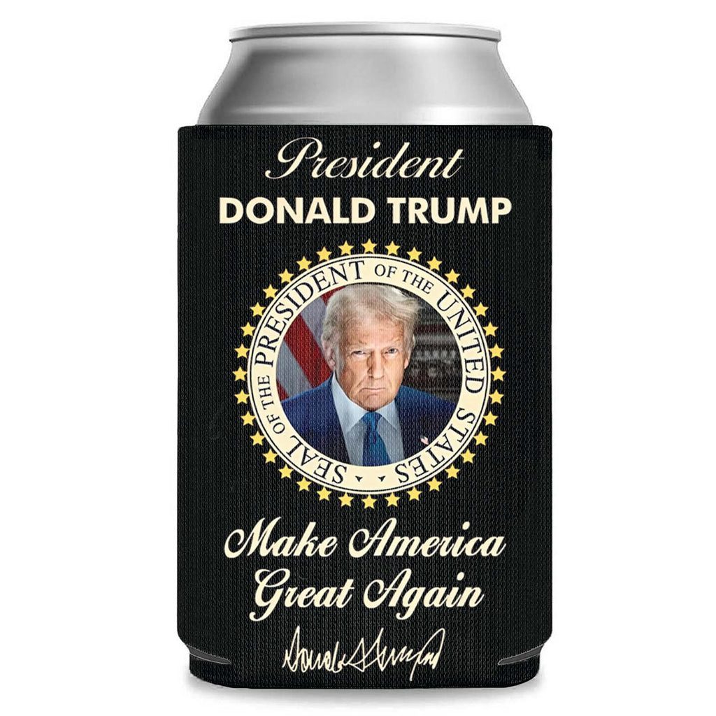 President Donald Trump Can Cooler | US Patriotic Pride Can Holder | MAGA Can Sleeve For Drinks 682407 - GOP