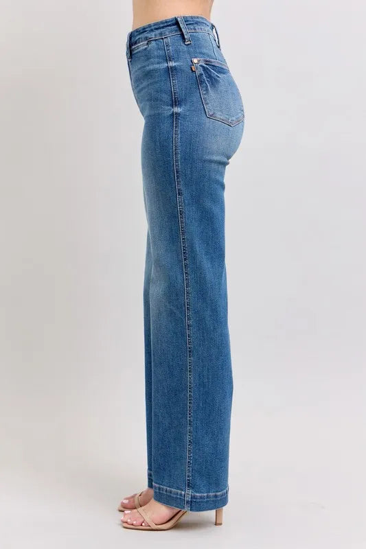 Judy Blue Full Size High Waist Contrast Thread Straight Plus Size