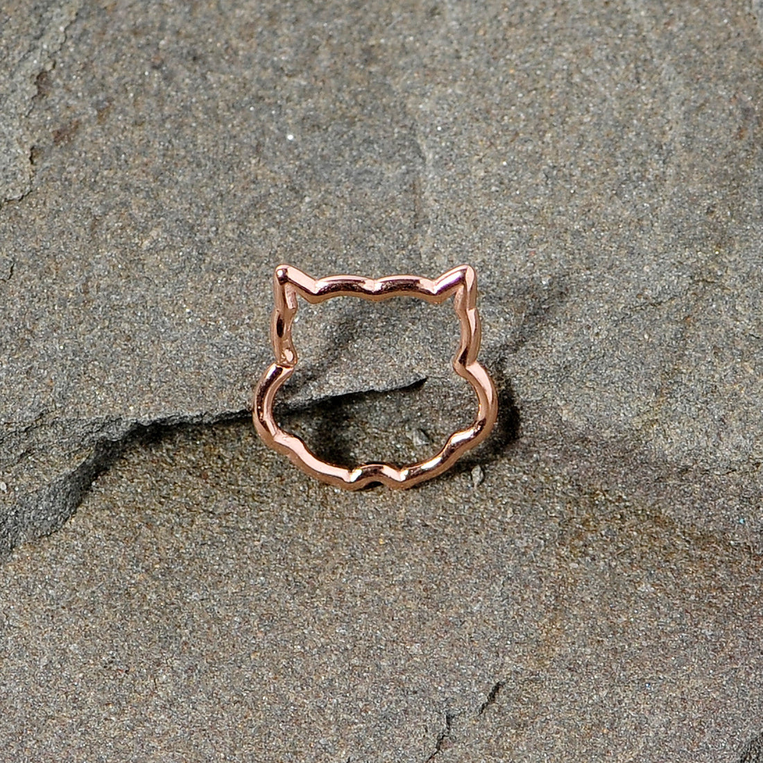 16G 3/8 Rose Gold Tone Barn Owl Halloween Closure Ring