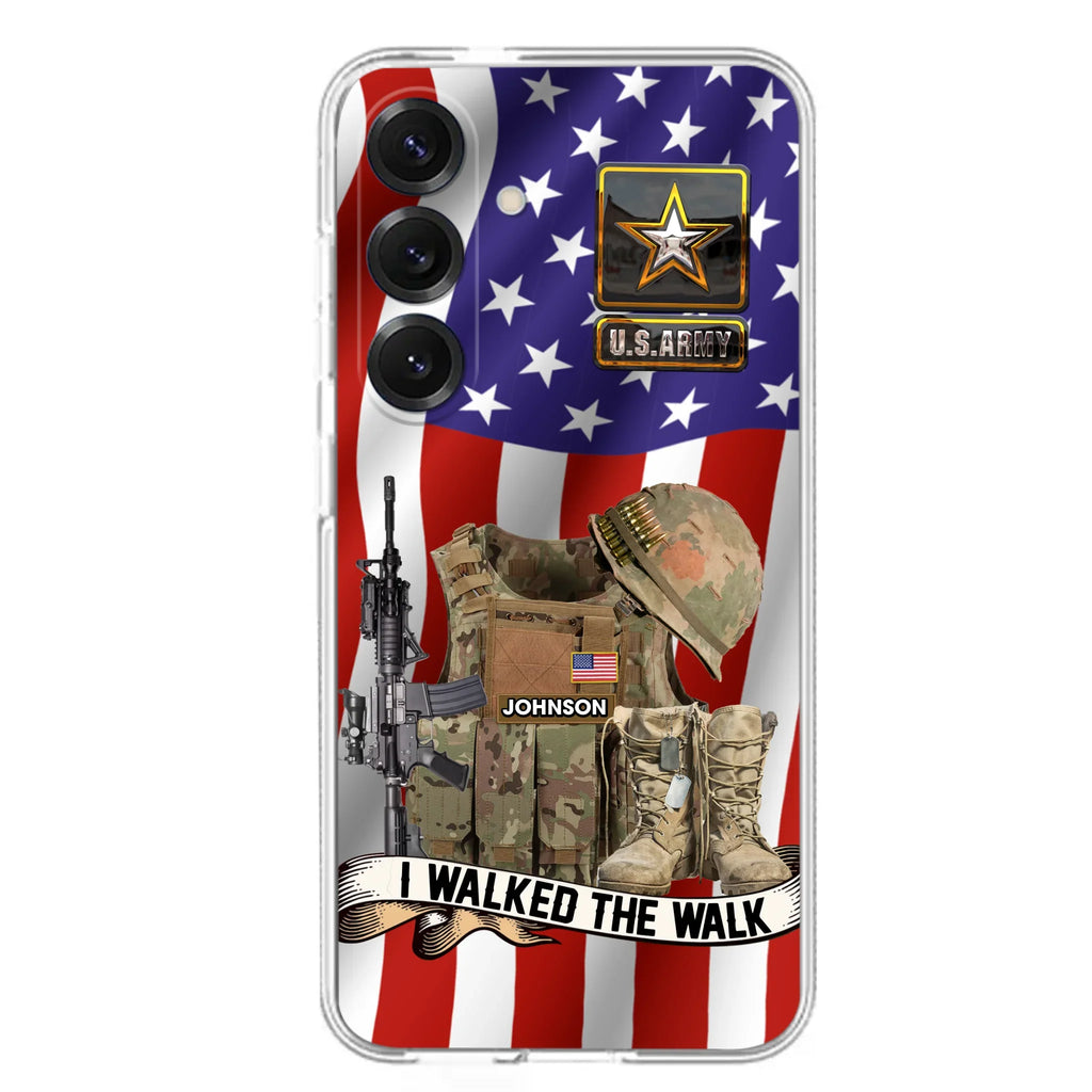 Custom Personalized Veteran US Flag Phone Case - Gift Idea For Veteran - Case For iPhone/ Samsung - I Walked The Walk