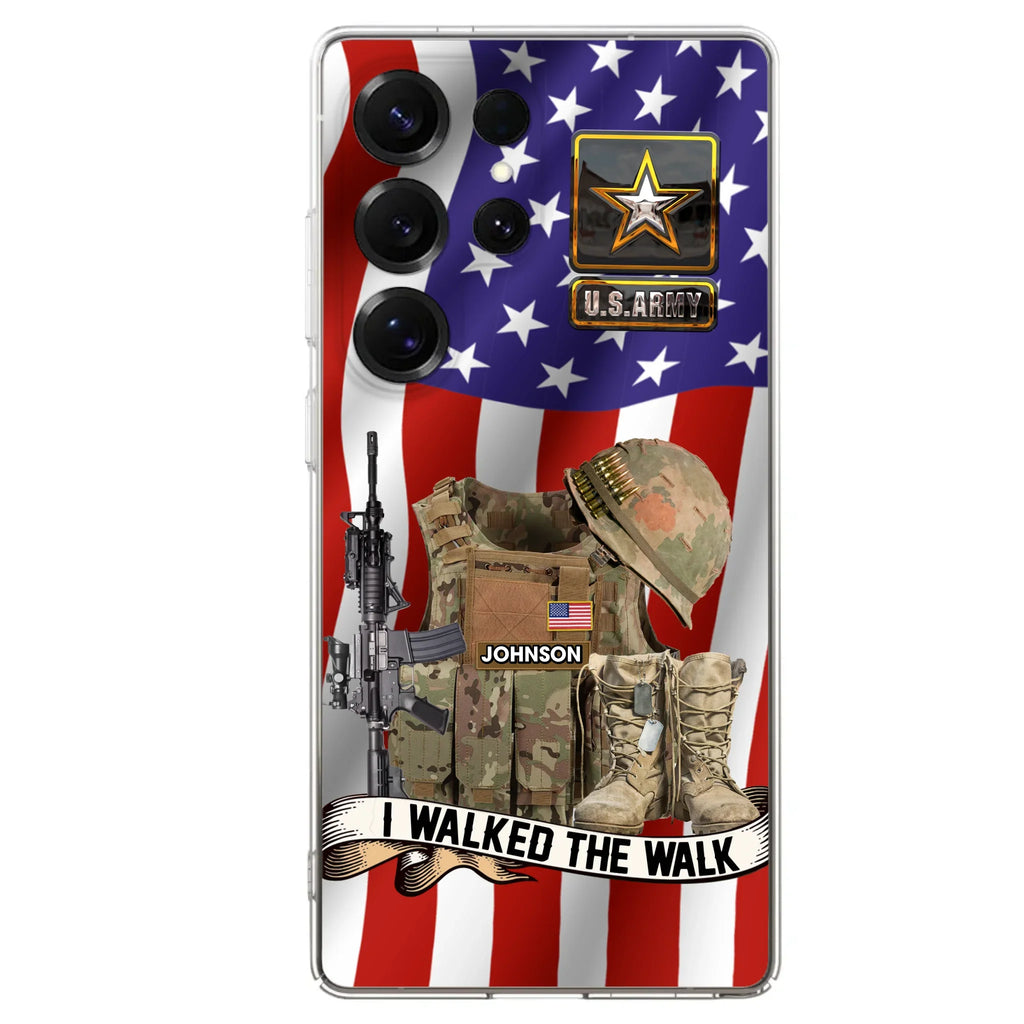 Custom Personalized Veteran US Flag Phone Case - Gift Idea For Veteran - Case For iPhone/ Samsung - I Walked The Walk