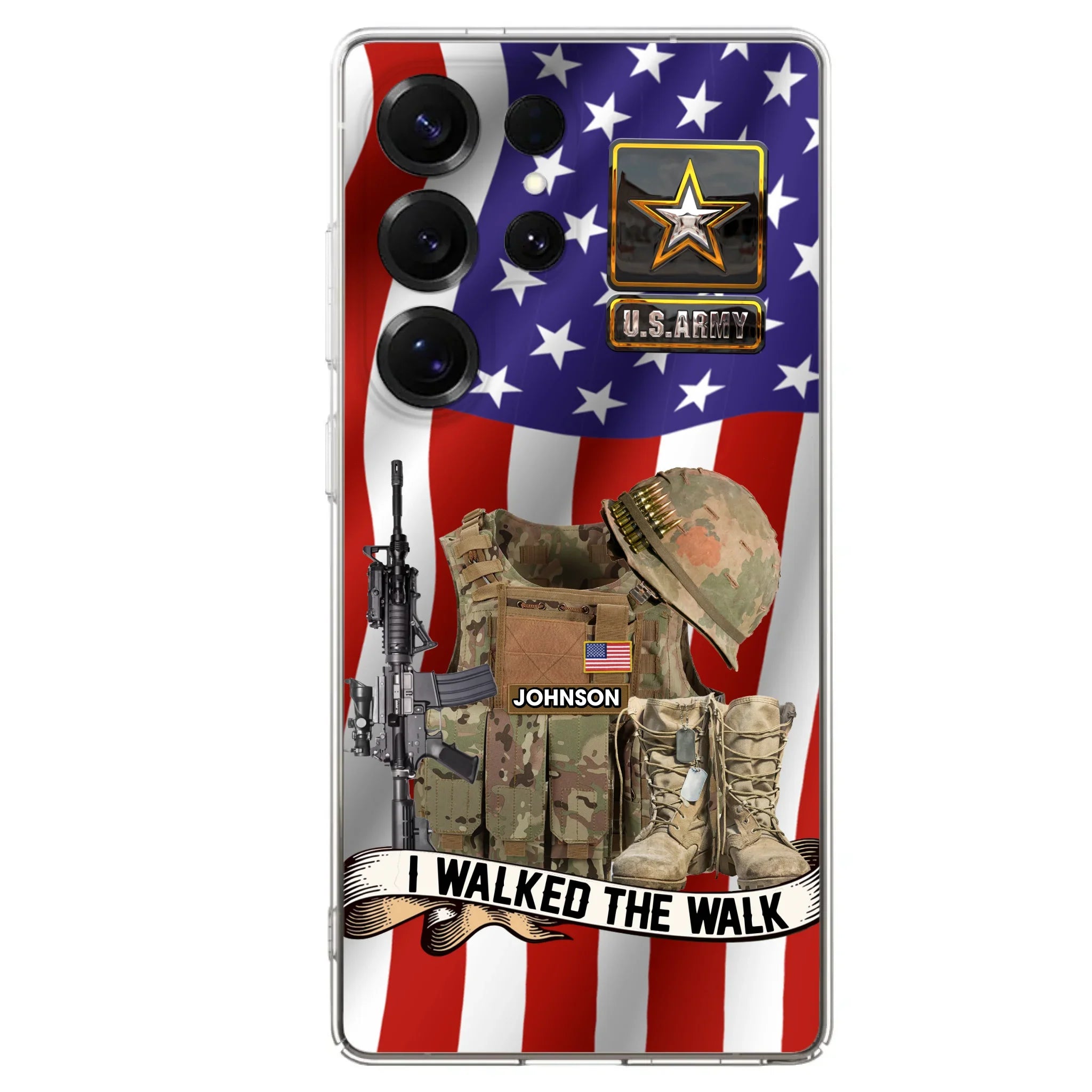 Custom Personalized Veteran US Flag Phone Case - Gift Idea For Veteran - Case For iPhone/ Samsung - I Walked The Walk