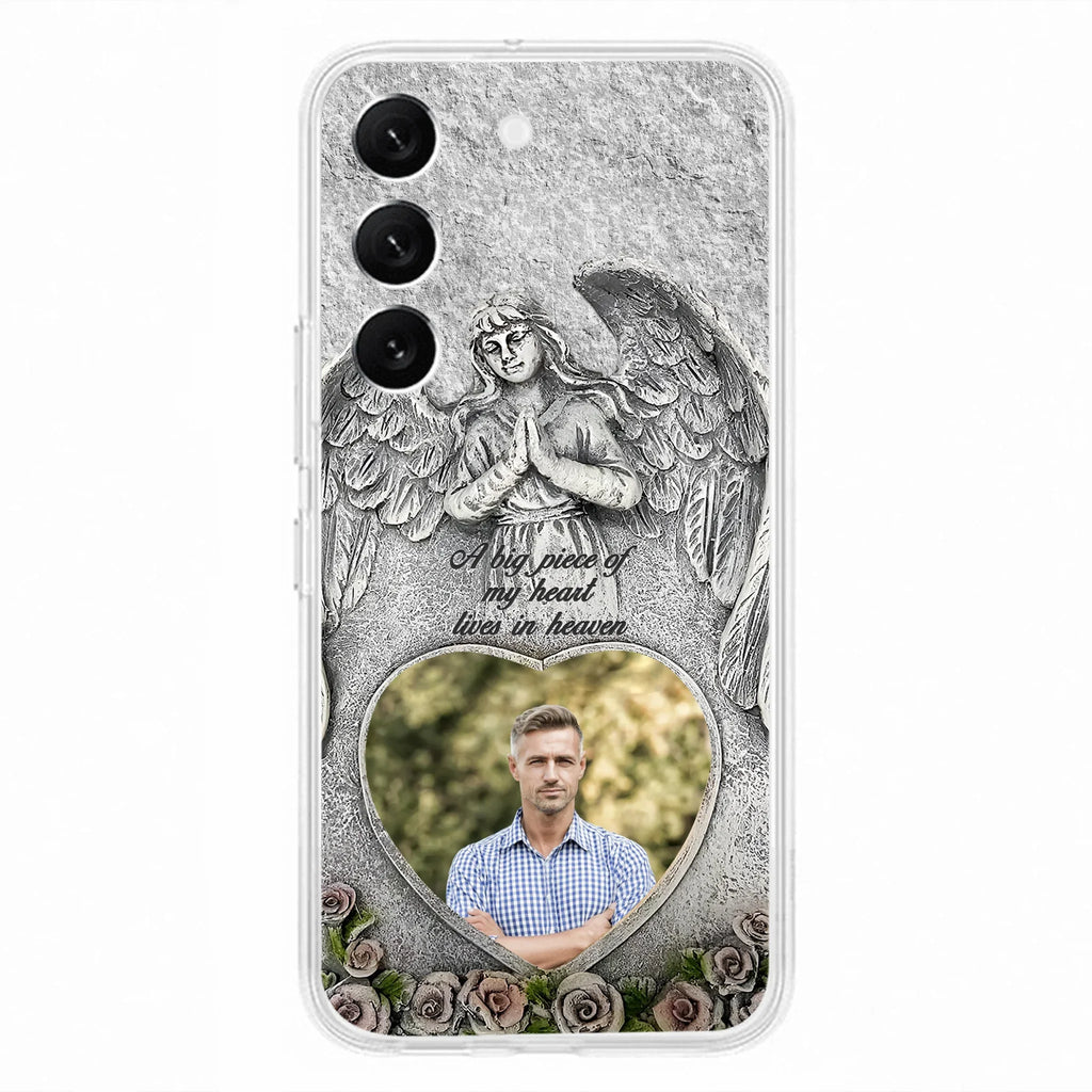 Custom Personalized Memorial Photo Phone Case - Memorial Gift Idea For Family Member - A Big Piece Of My Heart Lives In Heaven - Case For iPhone/Samsung