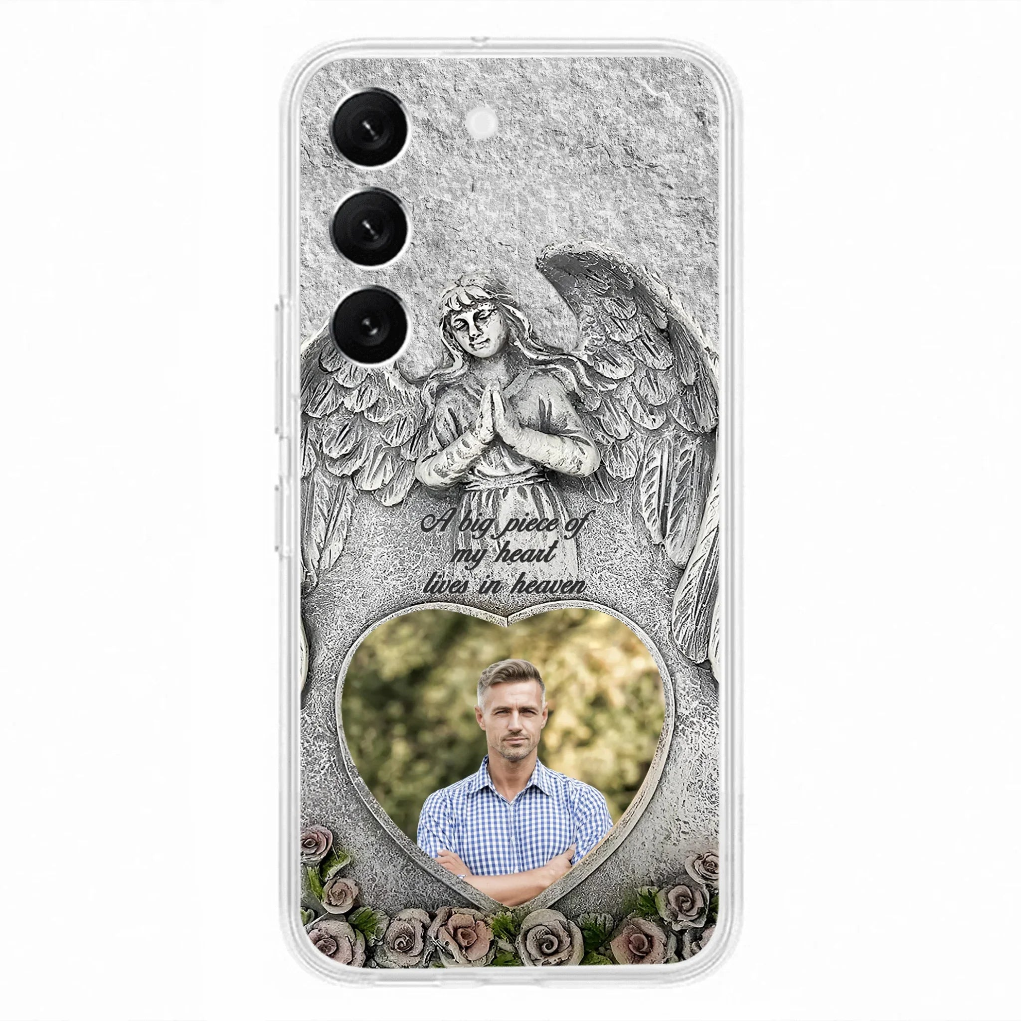 Custom Personalized Memorial Photo Phone Case - Memorial Gift Idea For Family Member - A Big Piece Of My Heart Lives In Heaven - Case For iPhone/Samsung