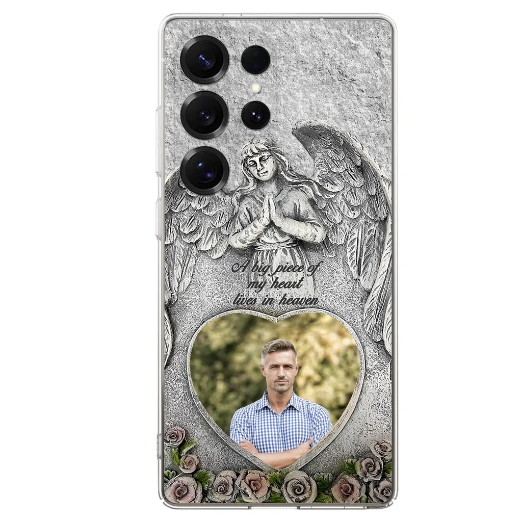 Custom Personalized Memorial Photo Phone Case - Memorial Gift Idea For Family Member - A Big Piece Of My Heart Lives In Heaven - Case For iPhone/Samsung