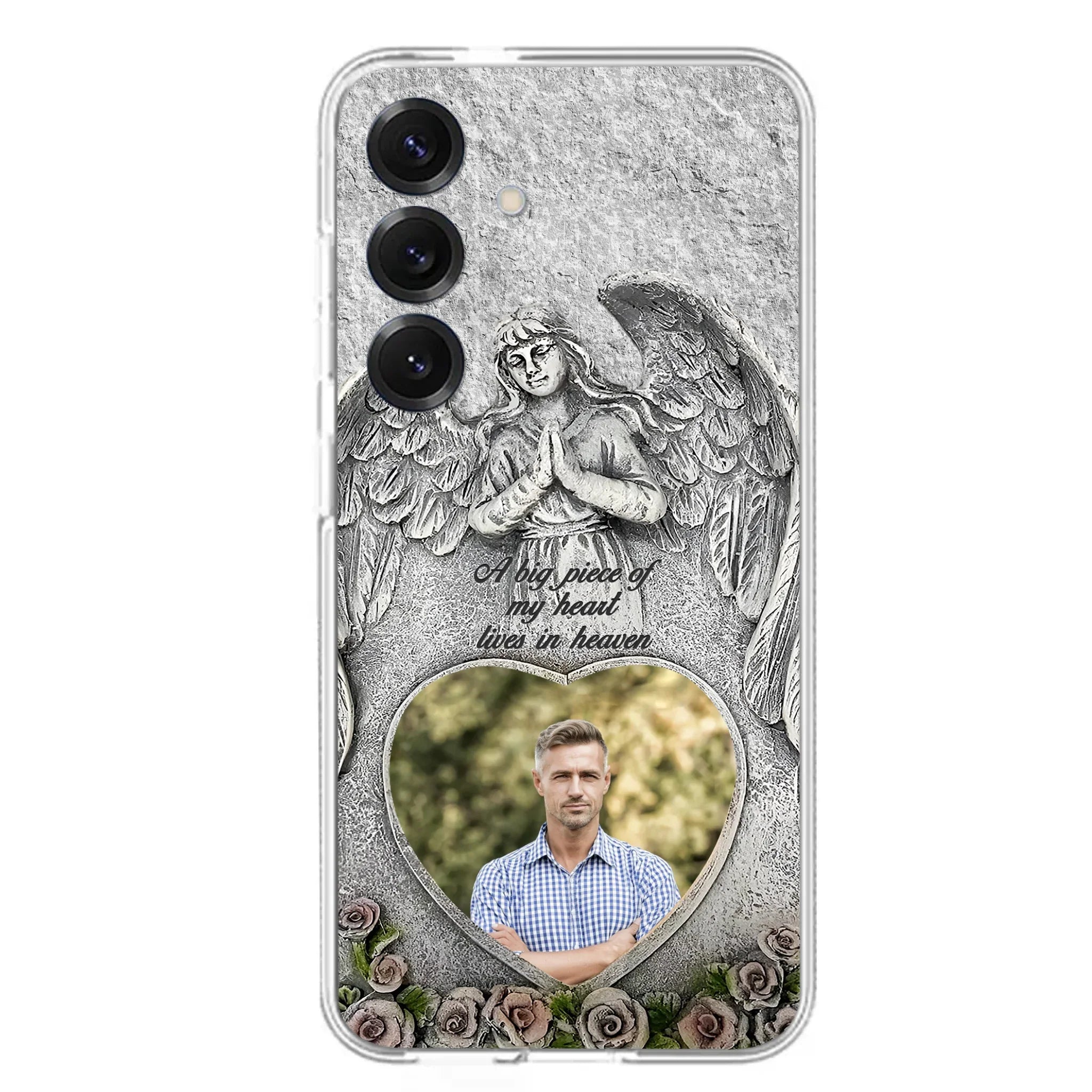 Custom Personalized Memorial Photo Phone Case - Memorial Gift Idea For Family Member - A Big Piece Of My Heart Lives In Heaven - Case For iPhone/Samsung