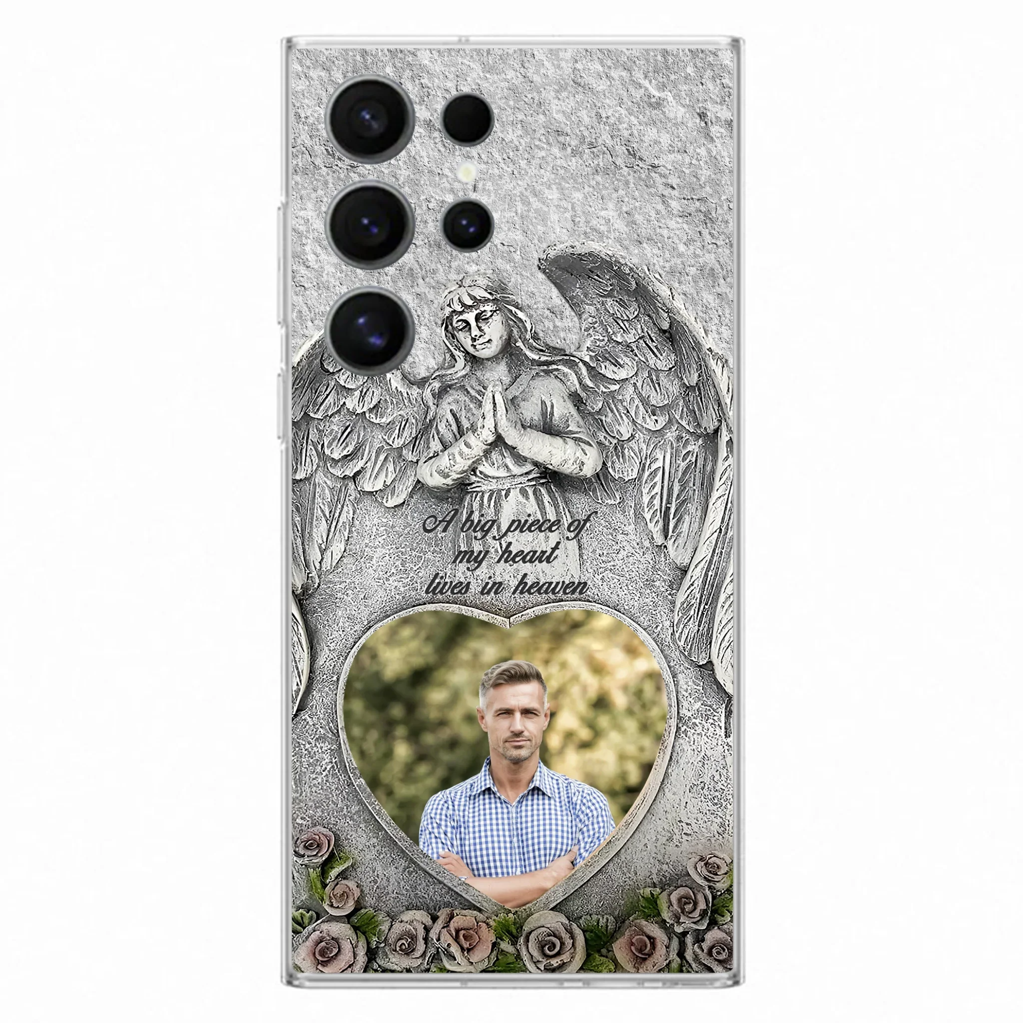 Custom Personalized Memorial Photo Phone Case - Memorial Gift Idea For Family Member - A Big Piece Of My Heart Lives In Heaven - Case For iPhone/Samsung