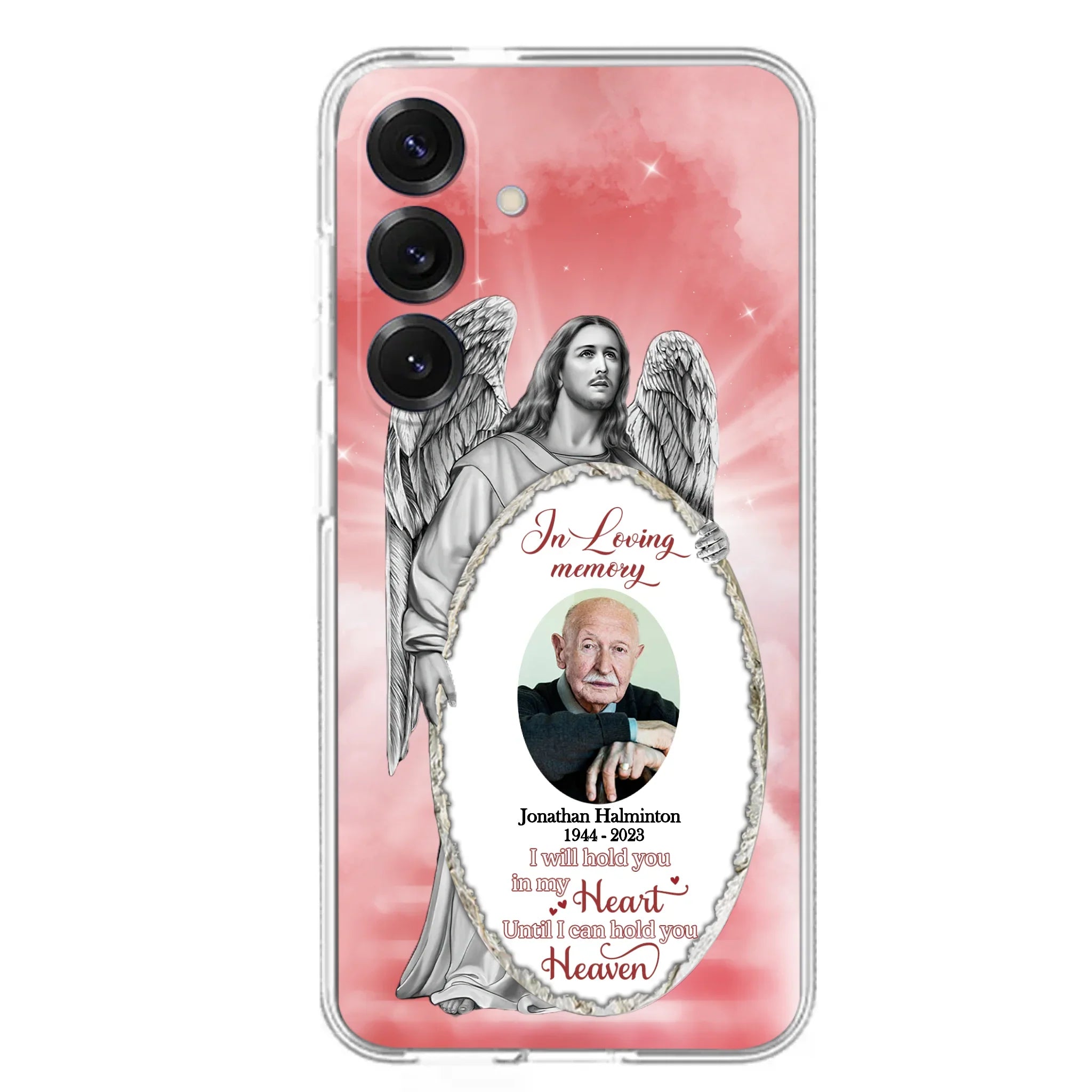 Custom Personalized Jesus Christ Memorial Photo Phone Case - Memorial Gift Idea For Family Member - I Will Hold You in My Heart Until I Can Hold You in Heaven - Case For iPhone/Samsung