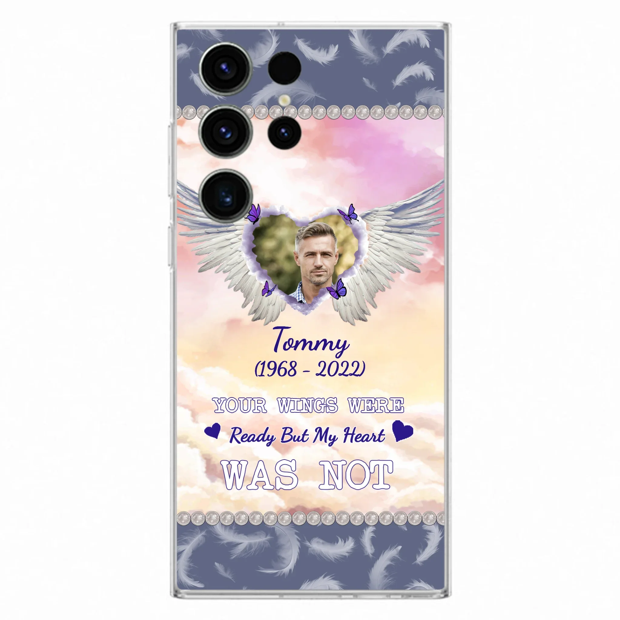 Custom Personalized Memorial Photo Phone Case - Memorial Gift Idea for Family - Your Wings Were Ready But My Heart Was Not - Case For iPhone/Samsung