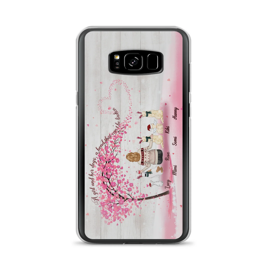 Personalized Dog Mom/Dad Phone Case - Mom/Dad With Up To 5 Dogs - Gift Idea For Dog Lovers - A Girl And Her Dogs, A Bond That Can't Be Broken - Case For iPhone/Samsung