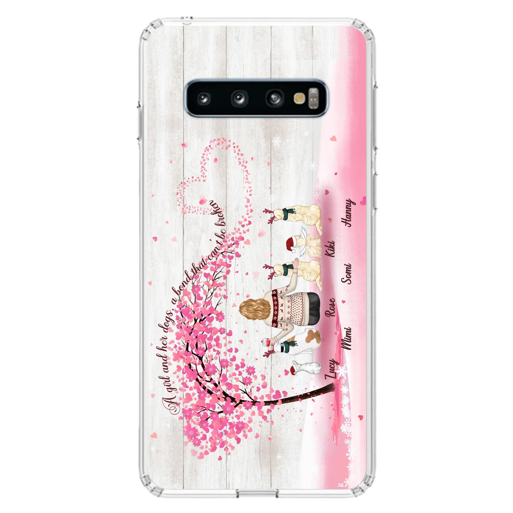 Personalized Dog Mom/Dad Phone Case - Mom/Dad With Up To 5 Dogs - Gift Idea For Dog Lovers - A Girl And Her Dogs, A Bond That Can't Be Broken - Case For iPhone/Samsung