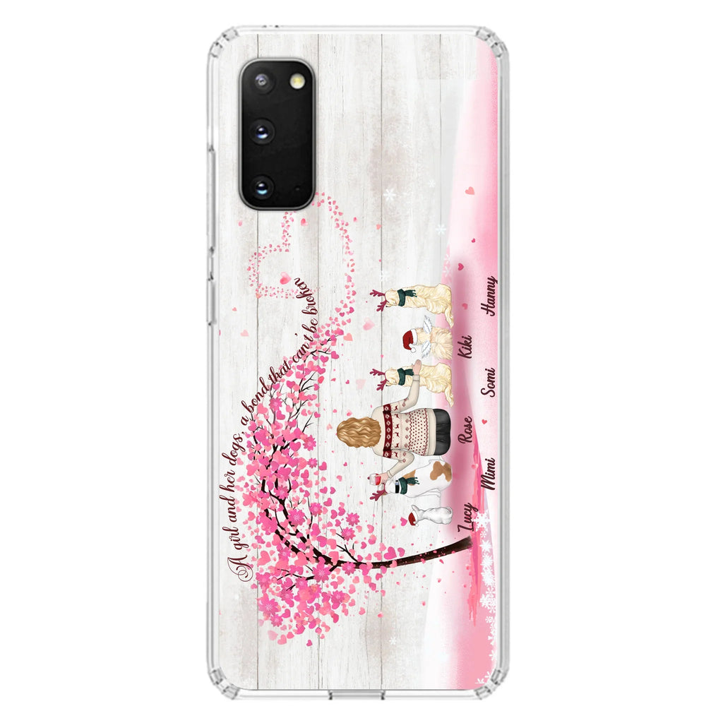 Personalized Dog Mom/Dad Phone Case - Mom/Dad With Up To 5 Dogs - Gift Idea For Dog Lovers - A Girl And Her Dogs, A Bond That Can't Be Broken - Case For iPhone/Samsung