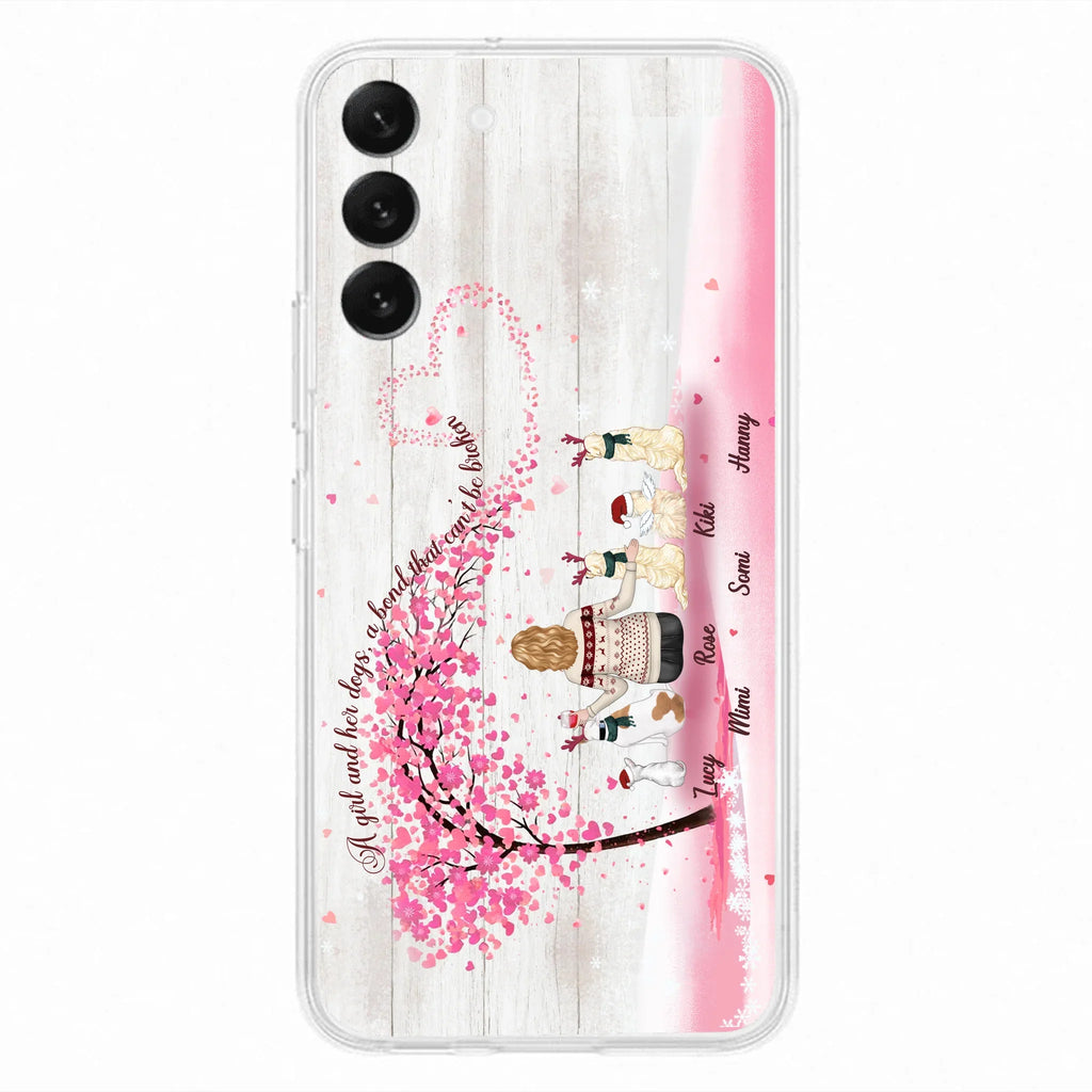 Personalized Dog Mom/Dad Phone Case - Mom/Dad With Up To 5 Dogs - Gift Idea For Dog Lovers - A Girl And Her Dogs, A Bond That Can't Be Broken - Case For iPhone/Samsung