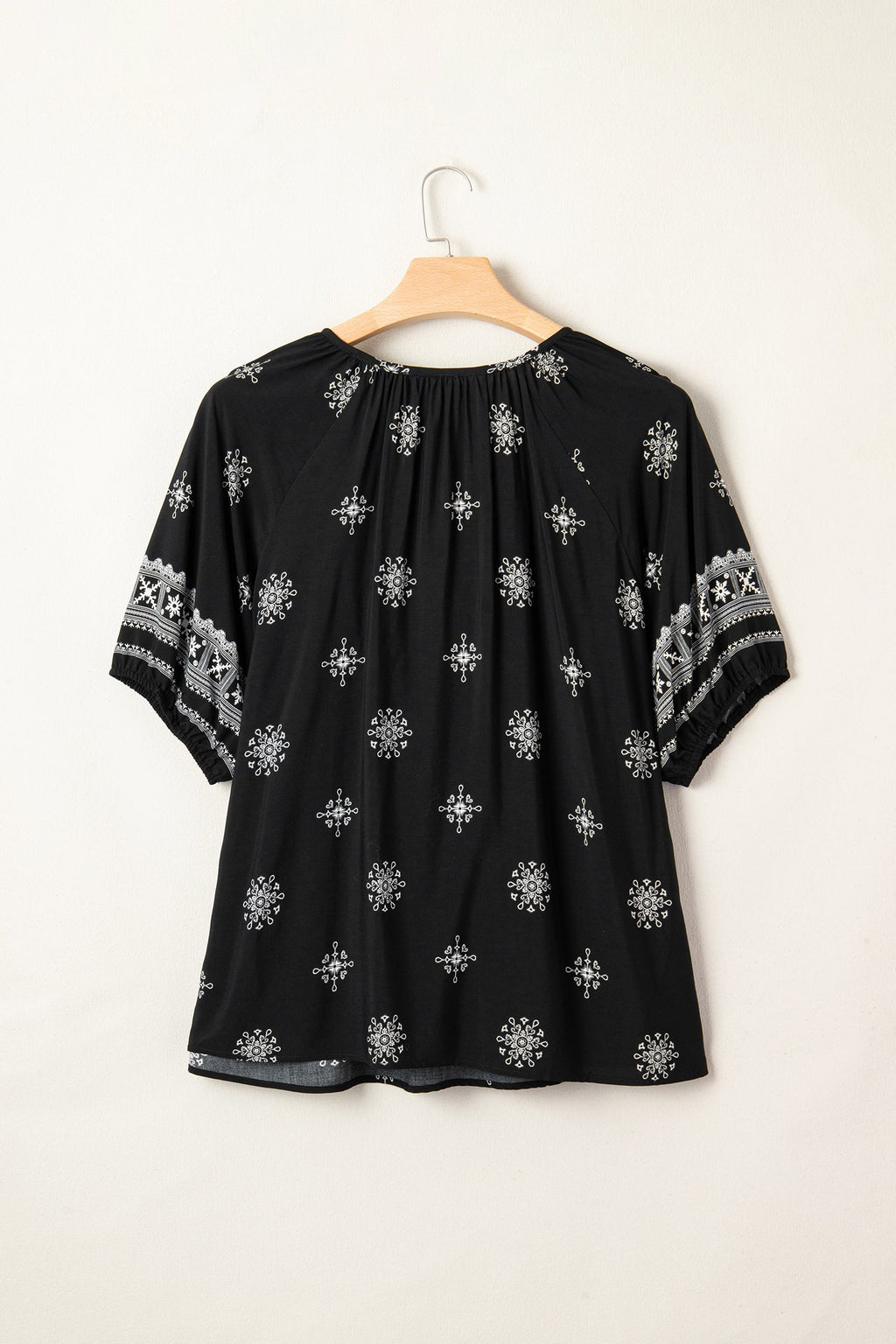 Yellow Boho Floral V-Neck Short Sleeve Top | Viscose