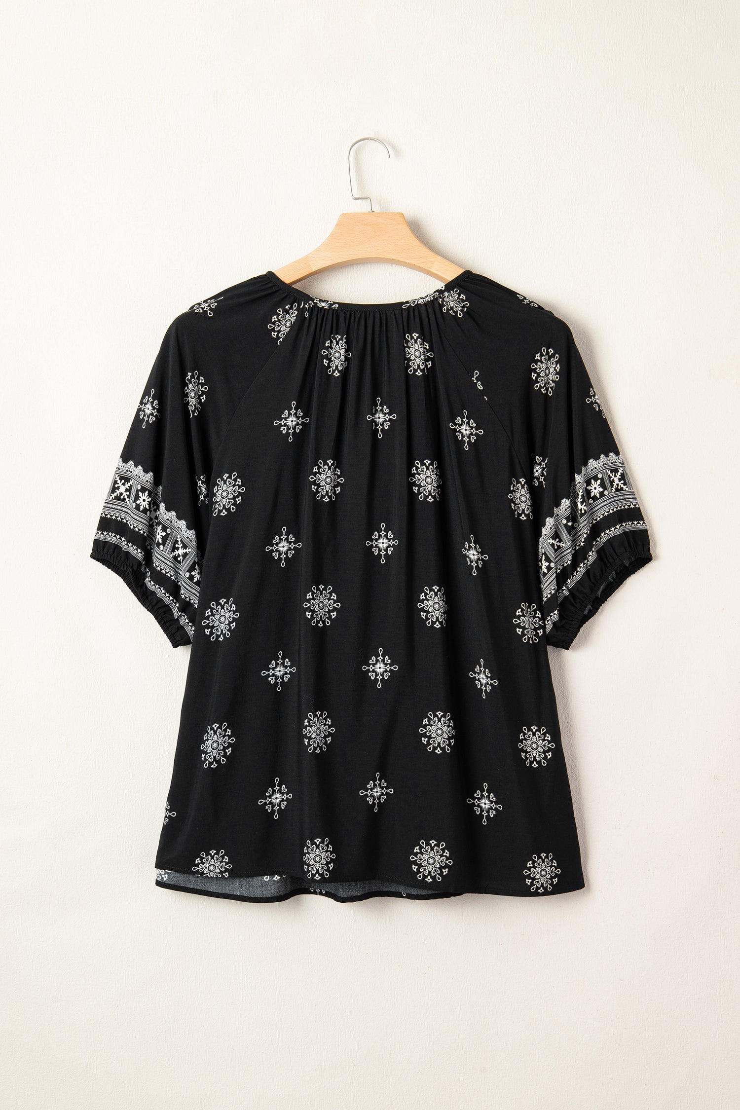 Yellow Boho Floral V-Neck Short Sleeve Top | Viscose