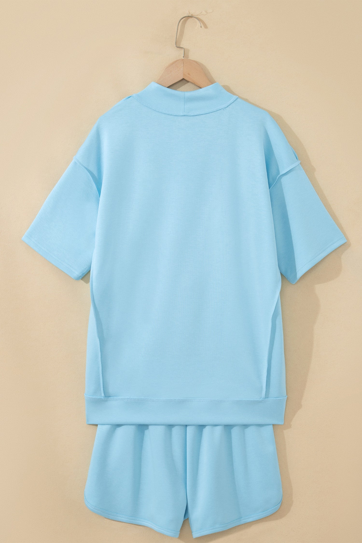 Sasha Seam Mock Neck Oversize Tee and Athletic Shorts Set