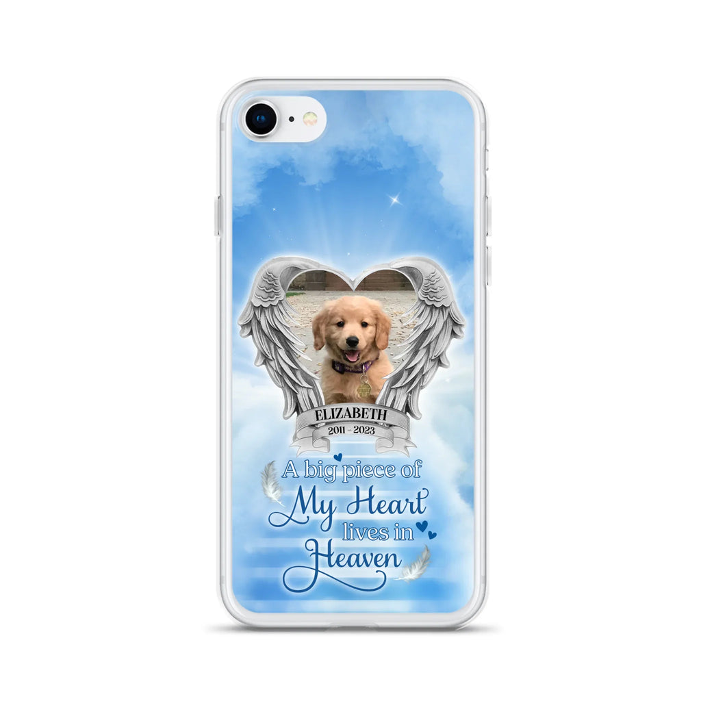 Custom Personalized Memorial Phone Case - Upload Photo - Memorial Gift Idea For Family Member/ Pet Owner - A Big Piece Of My Heart Lives In Heaven - Case For iPhone And Samsung