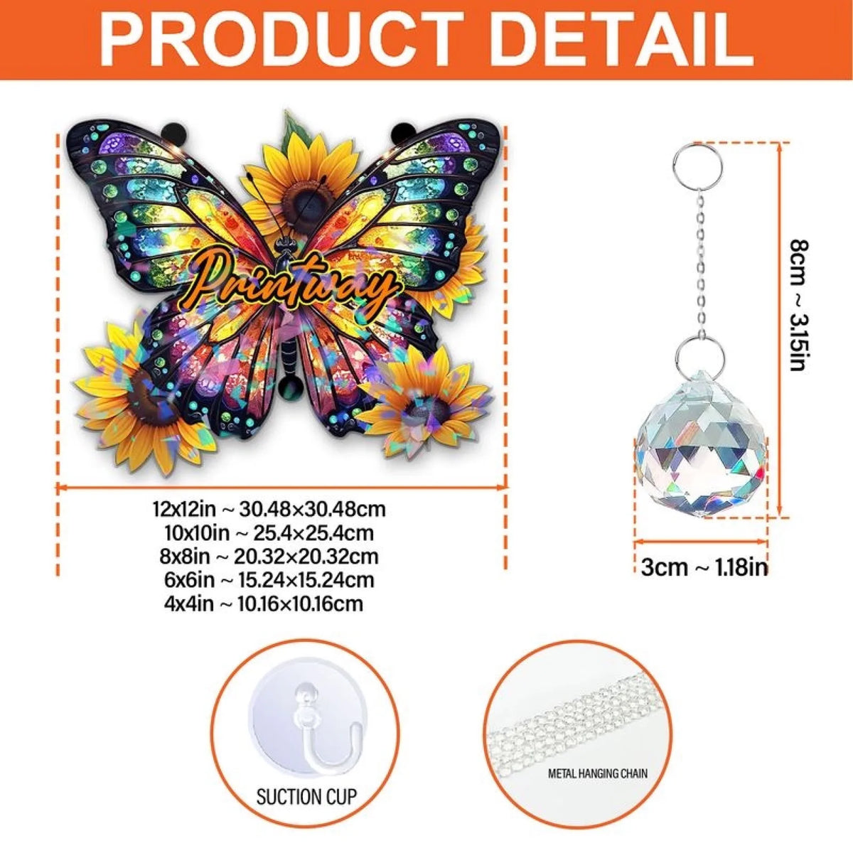 Witchy Holographic Hand Window Hanging with Hanging Crystal Charm - Image 6