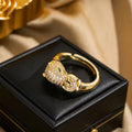 Micro Pave Zircon Leopard Ring For Women, Light Luxury Niche High Sense Fashion Versatile Stackable Retro Adjustable Ring