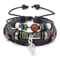Cross-Border New Jewelry Multi-Layer Beaded Leather Bracelet With Musical Note Pendant, Music Festival Accessories, Hand-Woven