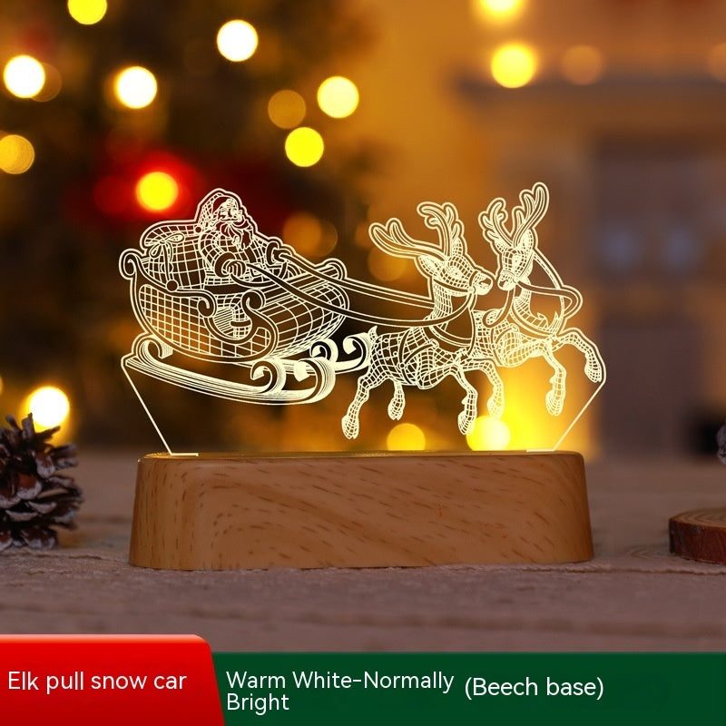 3D Acrylic LED Night Light Festive Holiday Home Decor Ornament