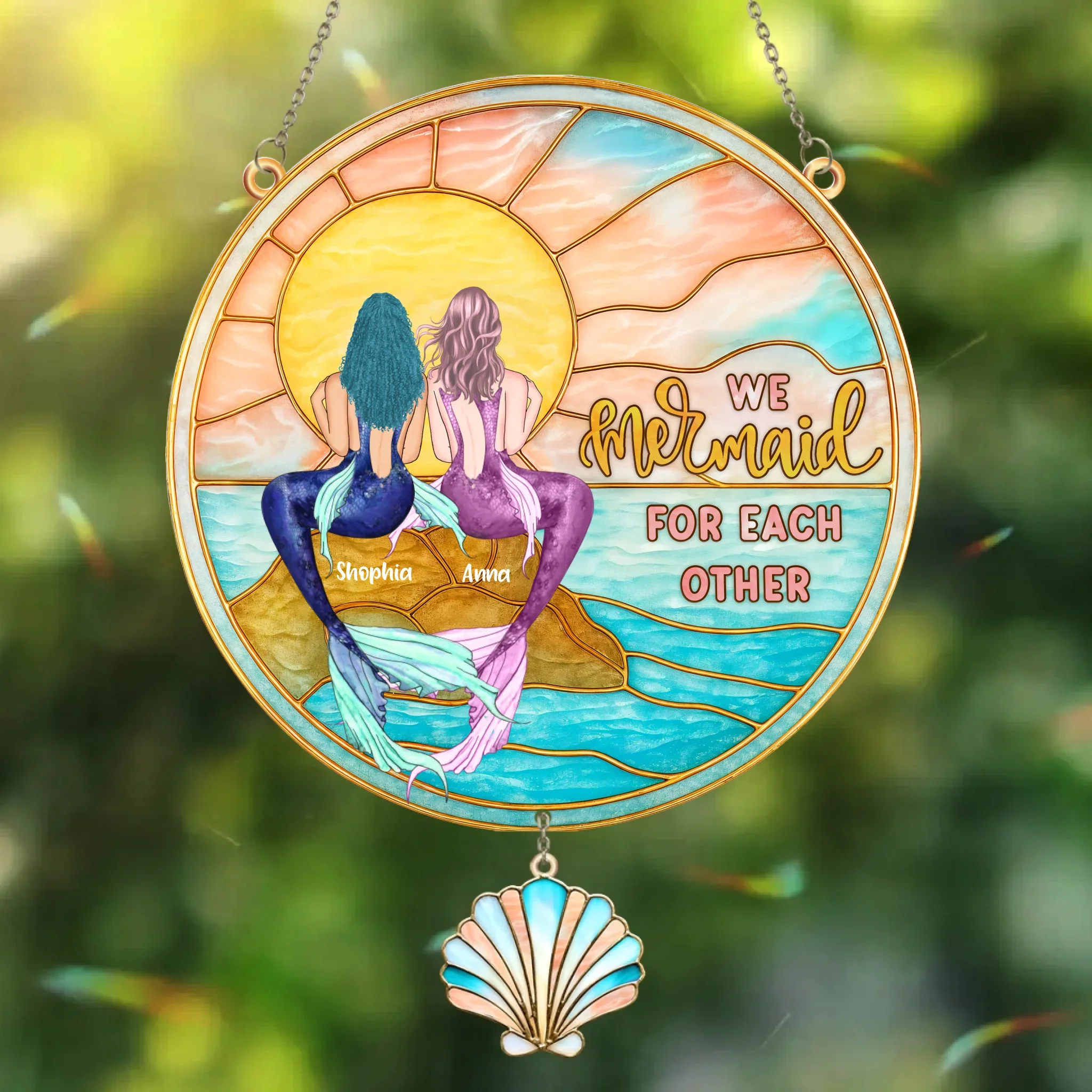 Personalized Mermaid Sisters Acrylic Suncatcher - Gift Idea For Sisters/Friends - We Mermaid For Each Other