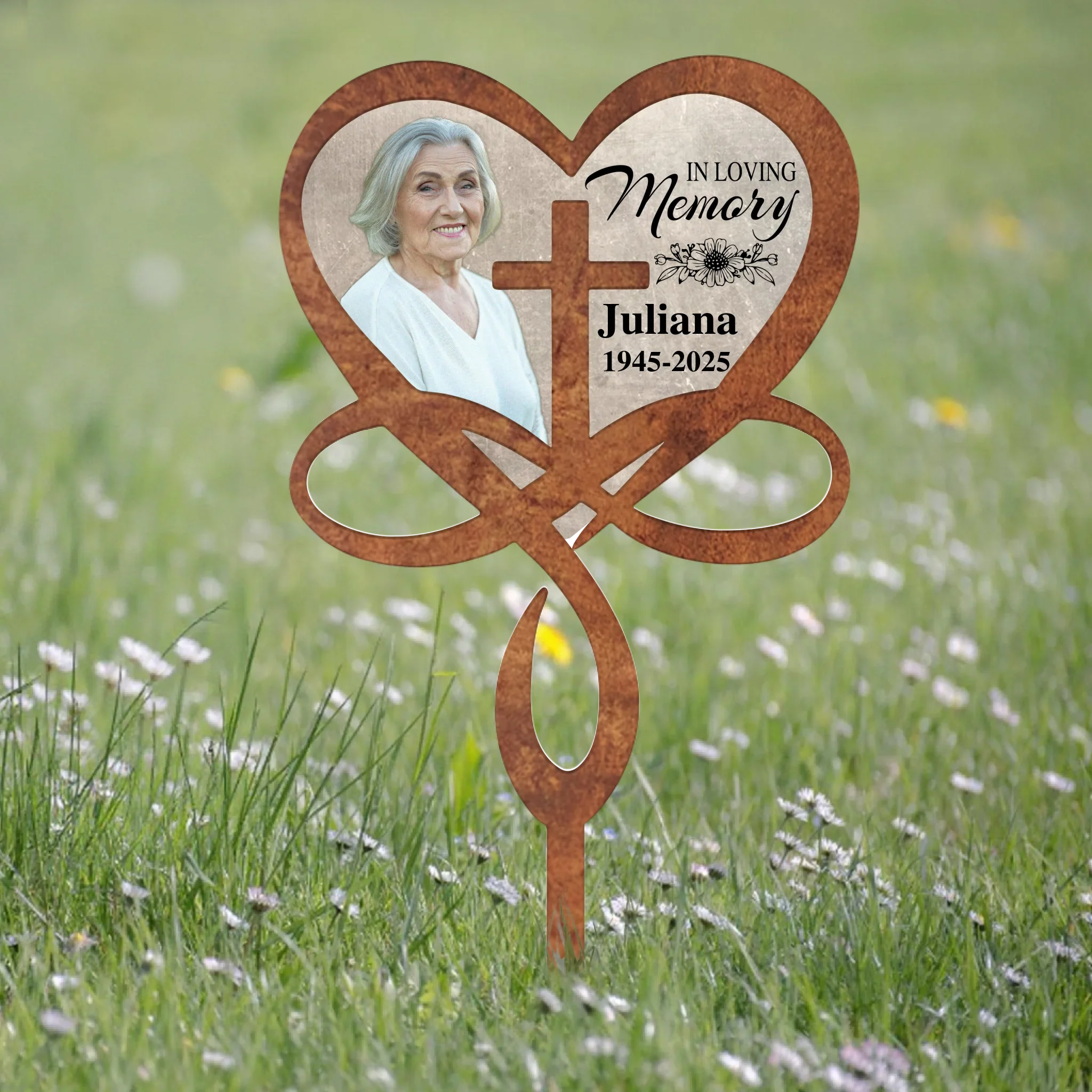 Personalized Photo Memorial Metal Sign - Memorial Gift Idea For Family Member - I Loing Memory