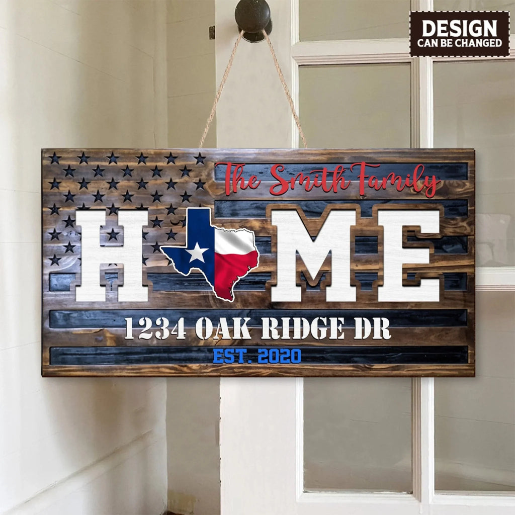 Personalized Family Patriot Wooden Sign - Gift Idea For Family