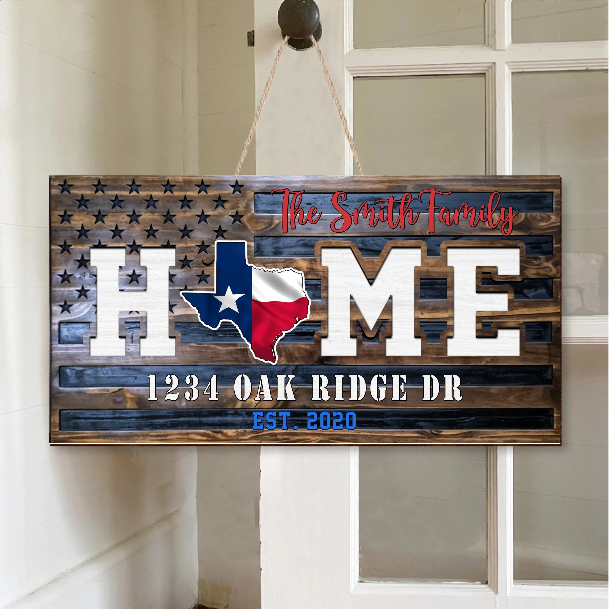 Personalized Family Patriot Wooden Sign - Gift Idea For Family