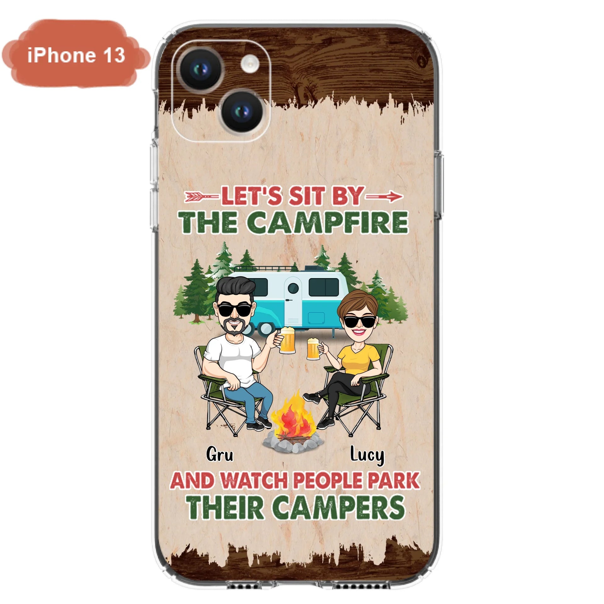 Custom Personalized Couple With Dogs Camping Phone Case - Couple With Up to 4 Dogs - Gift For Couple/ Camping/ Dog Lover - Let's Sit By The Campfire - Case For iPhone And Samsung