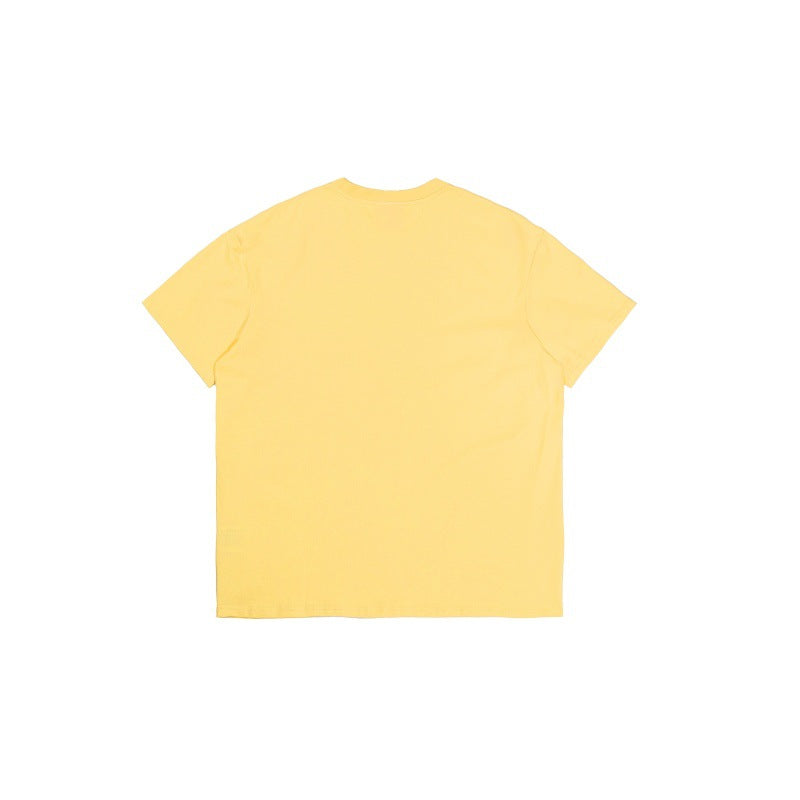 Yellow Playful Letter Print Loose Fit Short Sleeve Tee