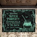 Personalized Witch Doormat - Halloween Gift Idea For Family - Warning Witch Property Trespassers Will Be Used As Ingredients In The Brew